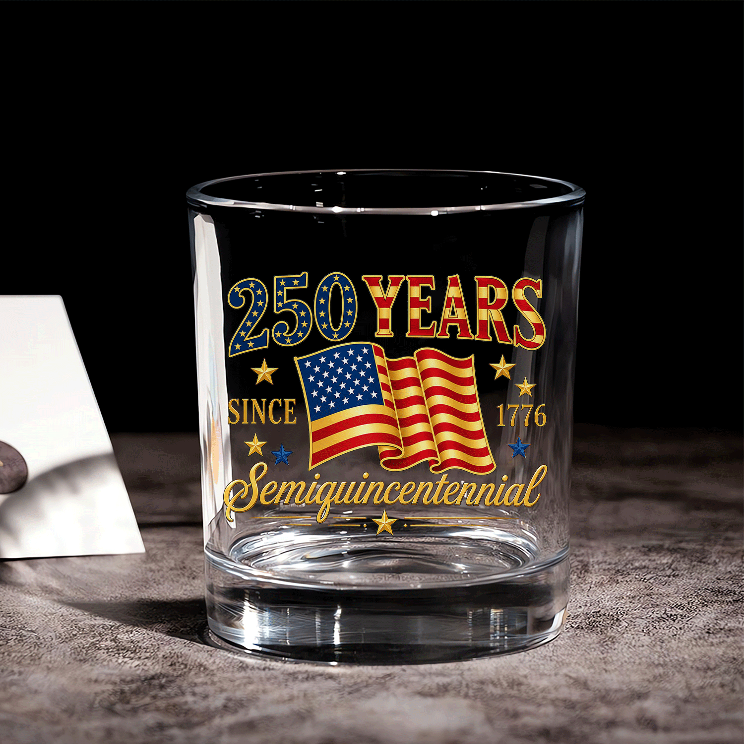 USA Heritage Whiskey Glass 250 Years Independence Celebration