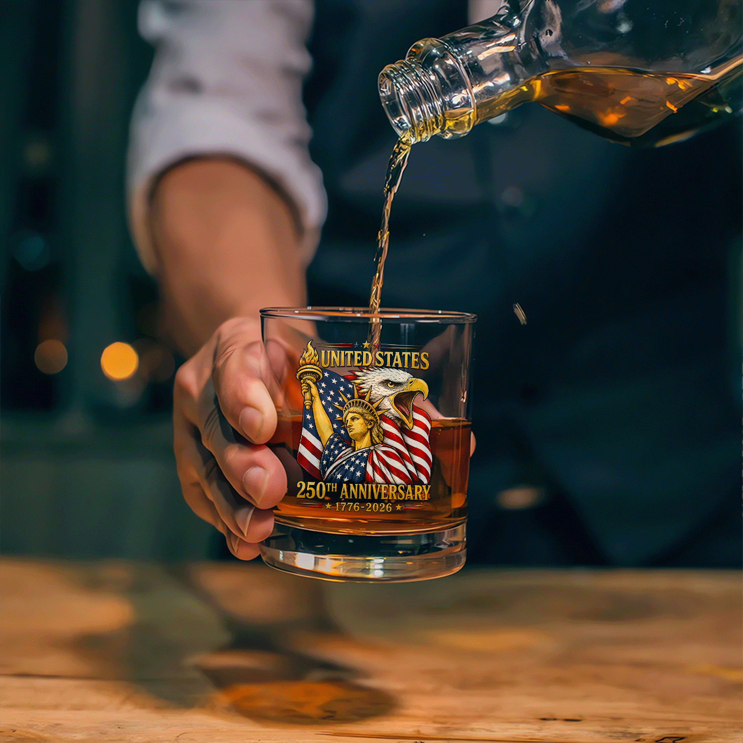 American Patriotic Whiskey Tumbler USA 250 Years Edition