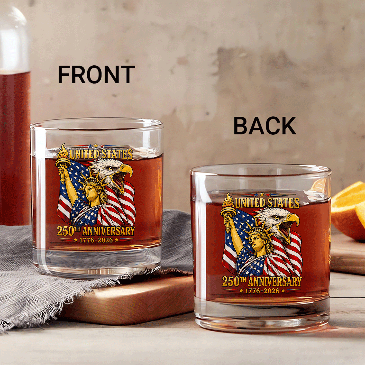 American Patriotic Whiskey Tumbler USA 250 Years Edition