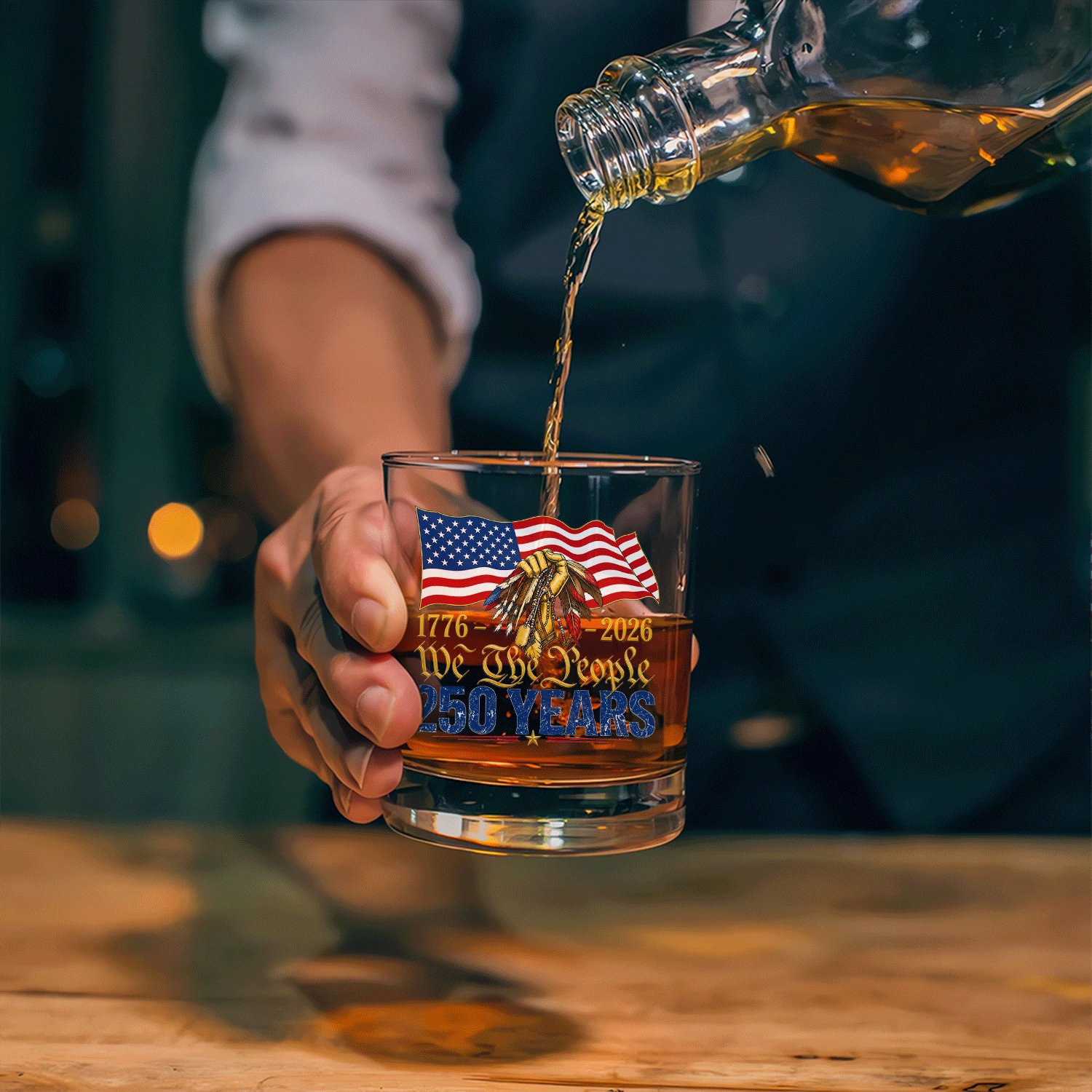 USA 250 Liberty Bourbon Glass Historic Anniversary Gift