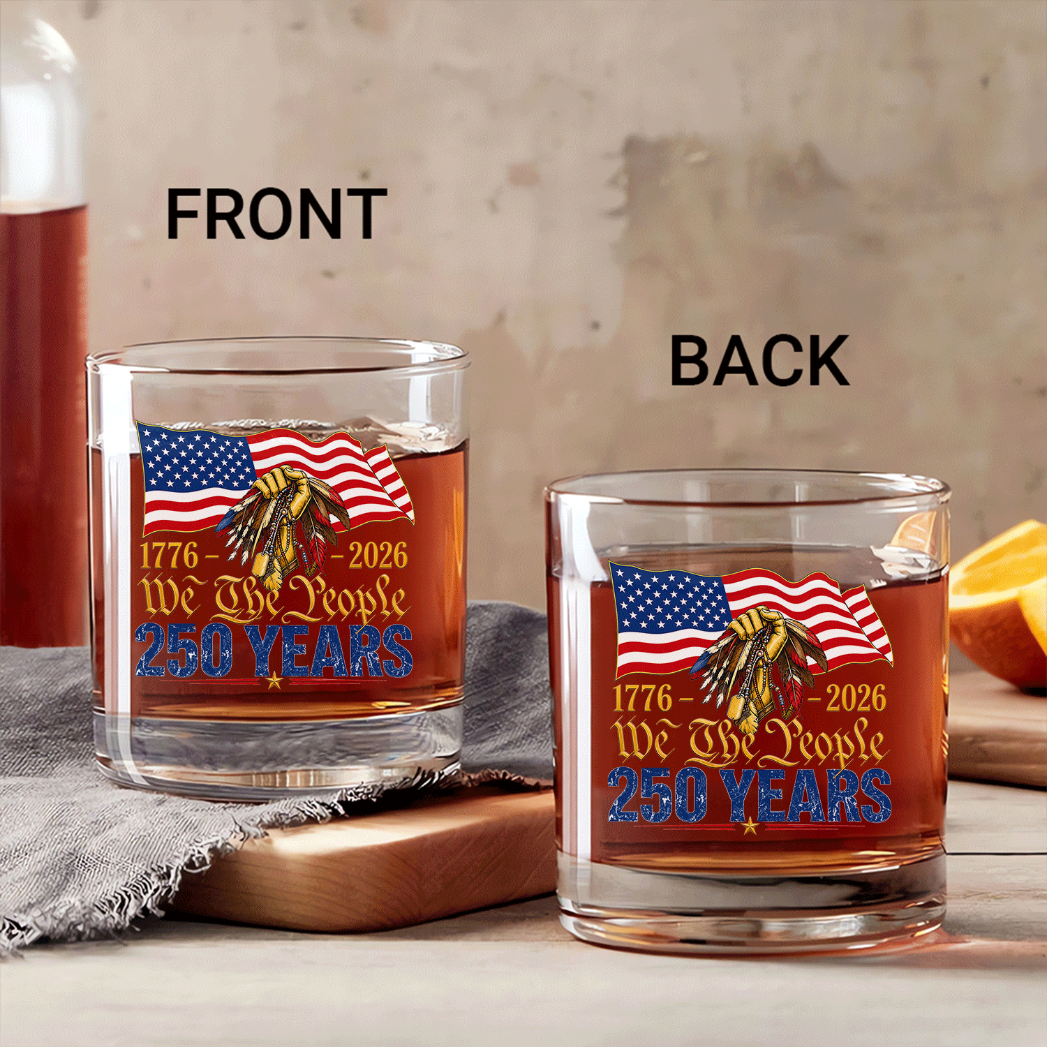 USA 250 Liberty Bourbon Glass Historic Anniversary Gift