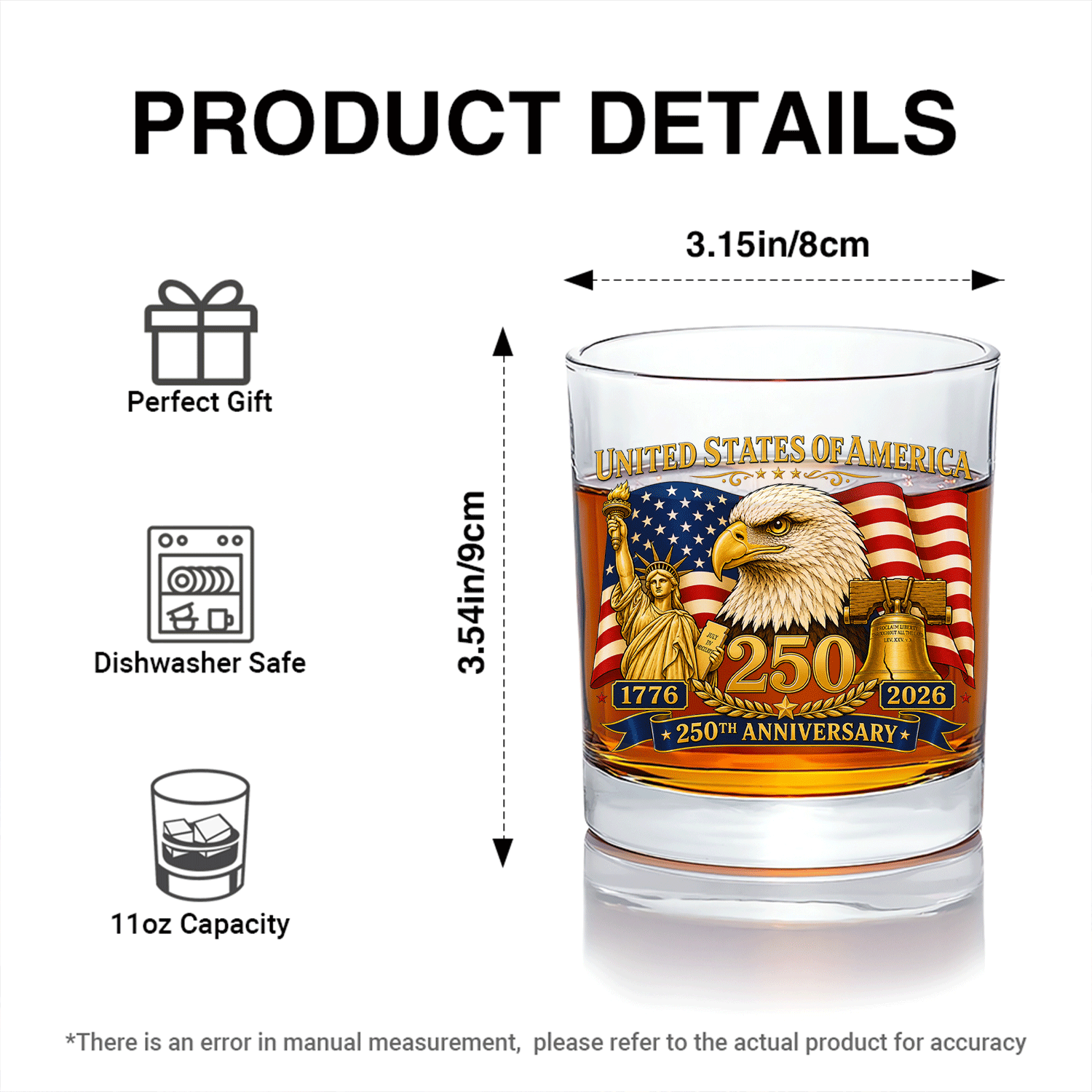 America 250 Whiskey Tumbler Freedom Celebration Keepsake