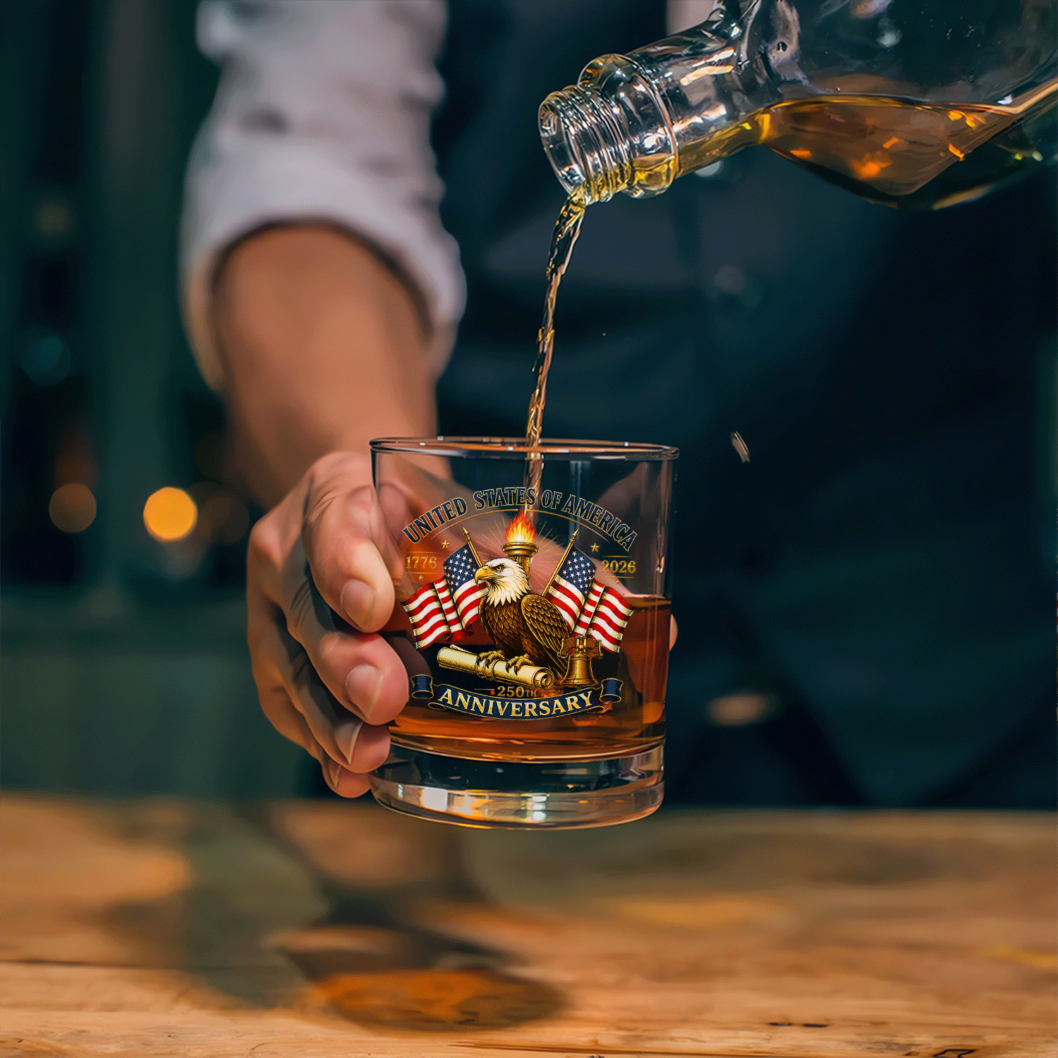 America 1776-2026 Whiskey Tumbler Patriotic Barware Gift