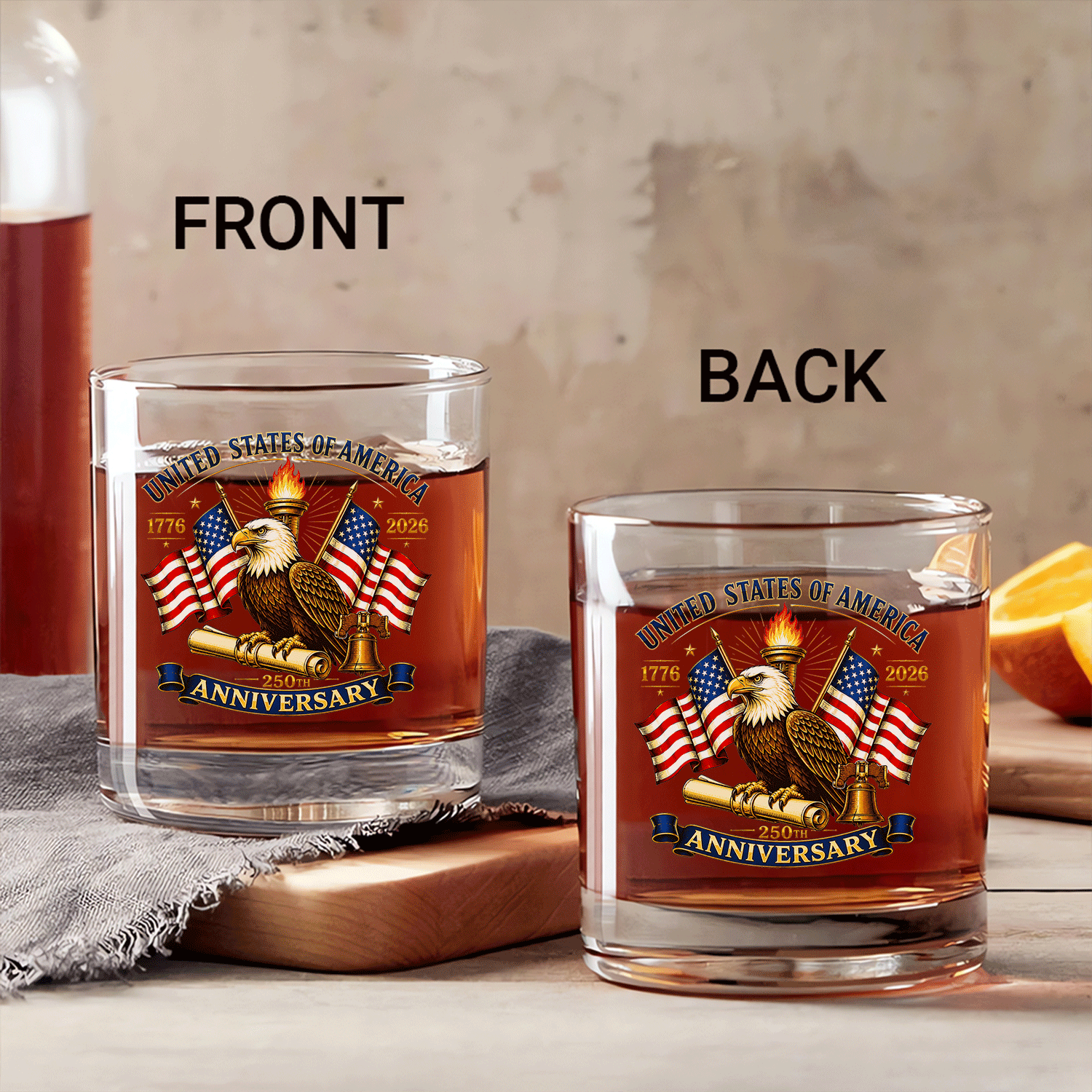 America 1776-2026 Whiskey Tumbler Patriotic Barware Gift
