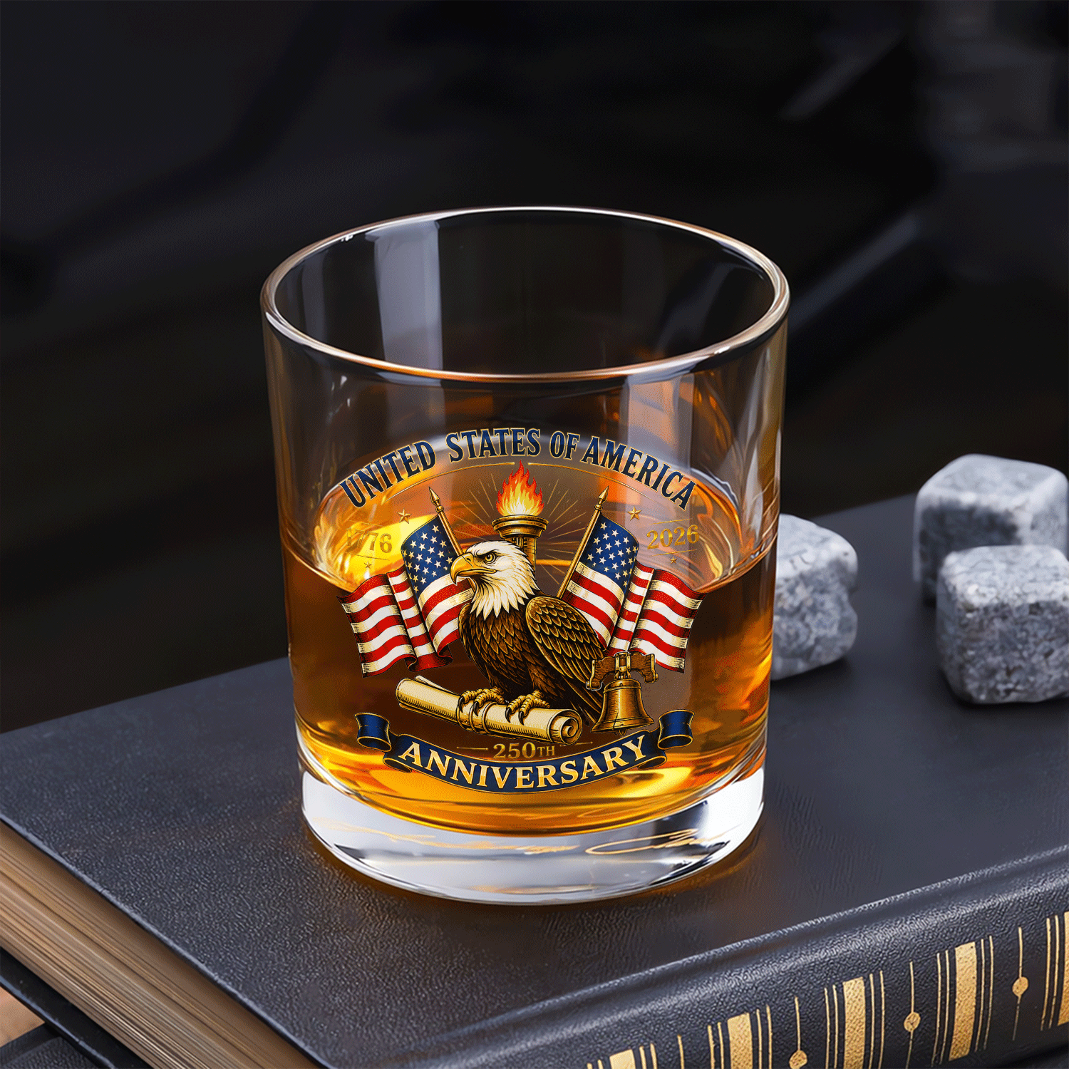 America 1776-2026 Whiskey Tumbler Patriotic Barware Gift