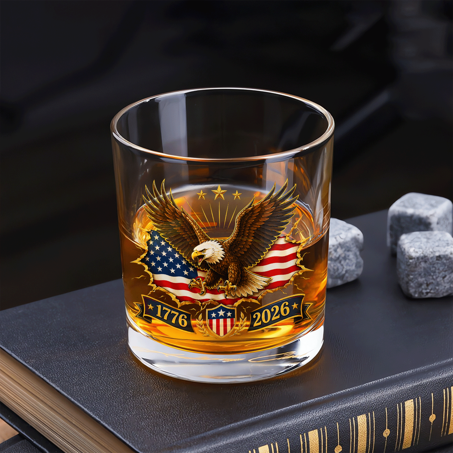 USA 1776-2026 Bourbon Glass American Independence Tribute