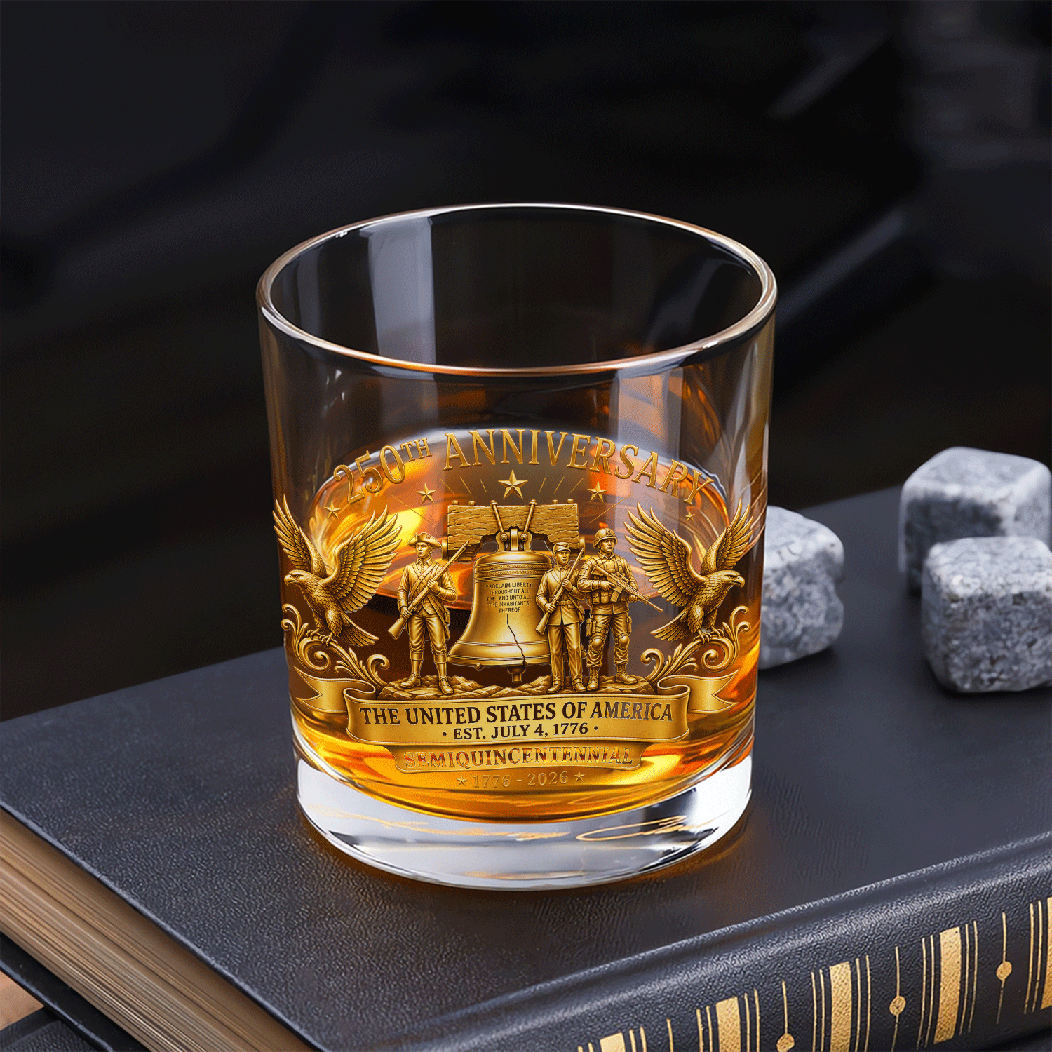 USA 250th Anniversary Whiskey Tumbler American Freedom Gift