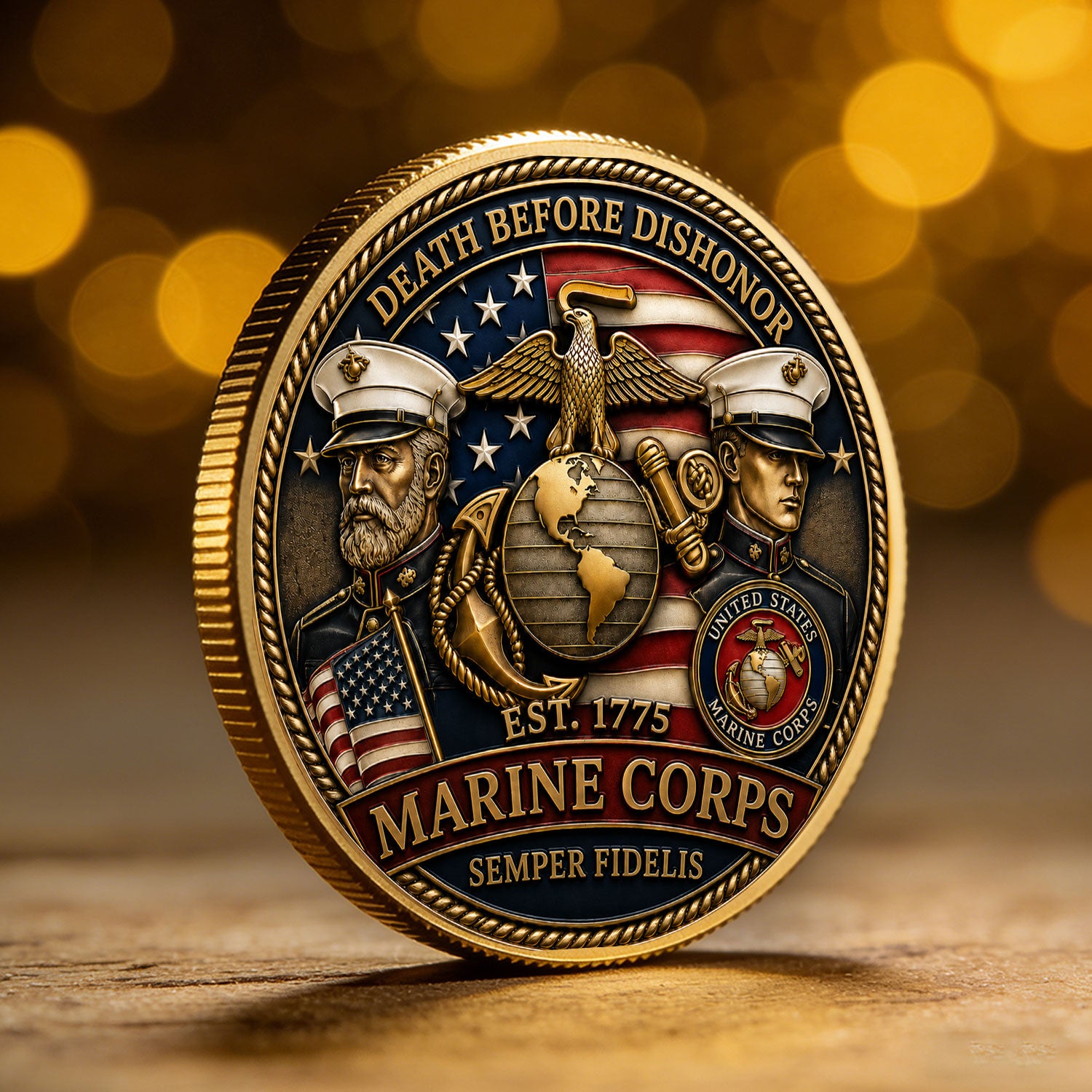 USMC Service Member Personalized Rank 3D Challenge Coin