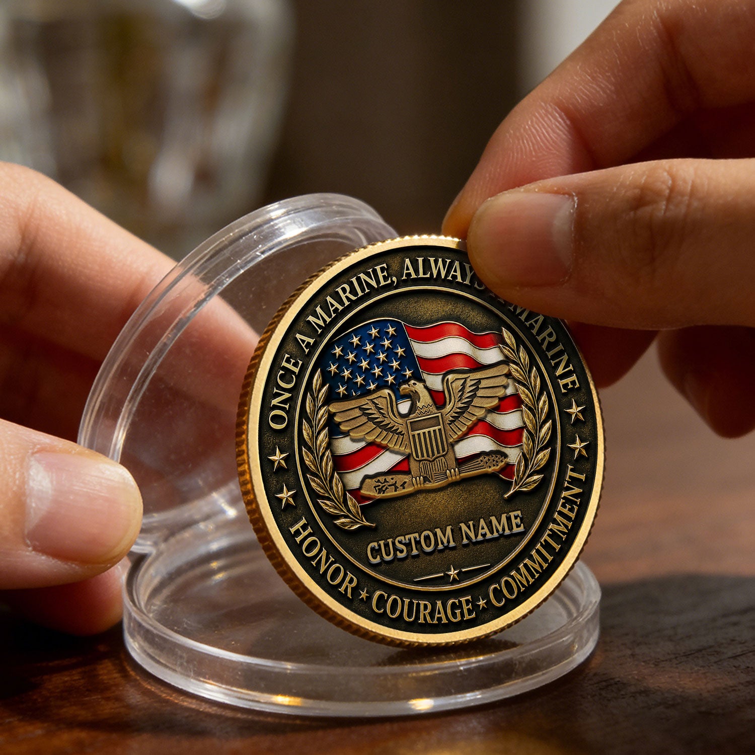 USMC Service Member Personalized Rank 3D Challenge Coin