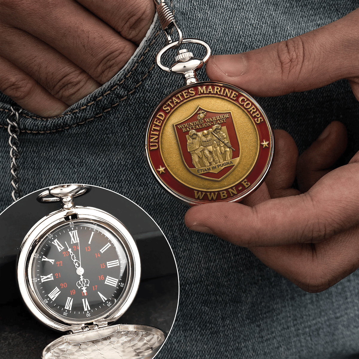 Personalized USMC WWBn-E Battalions Pocket Watch