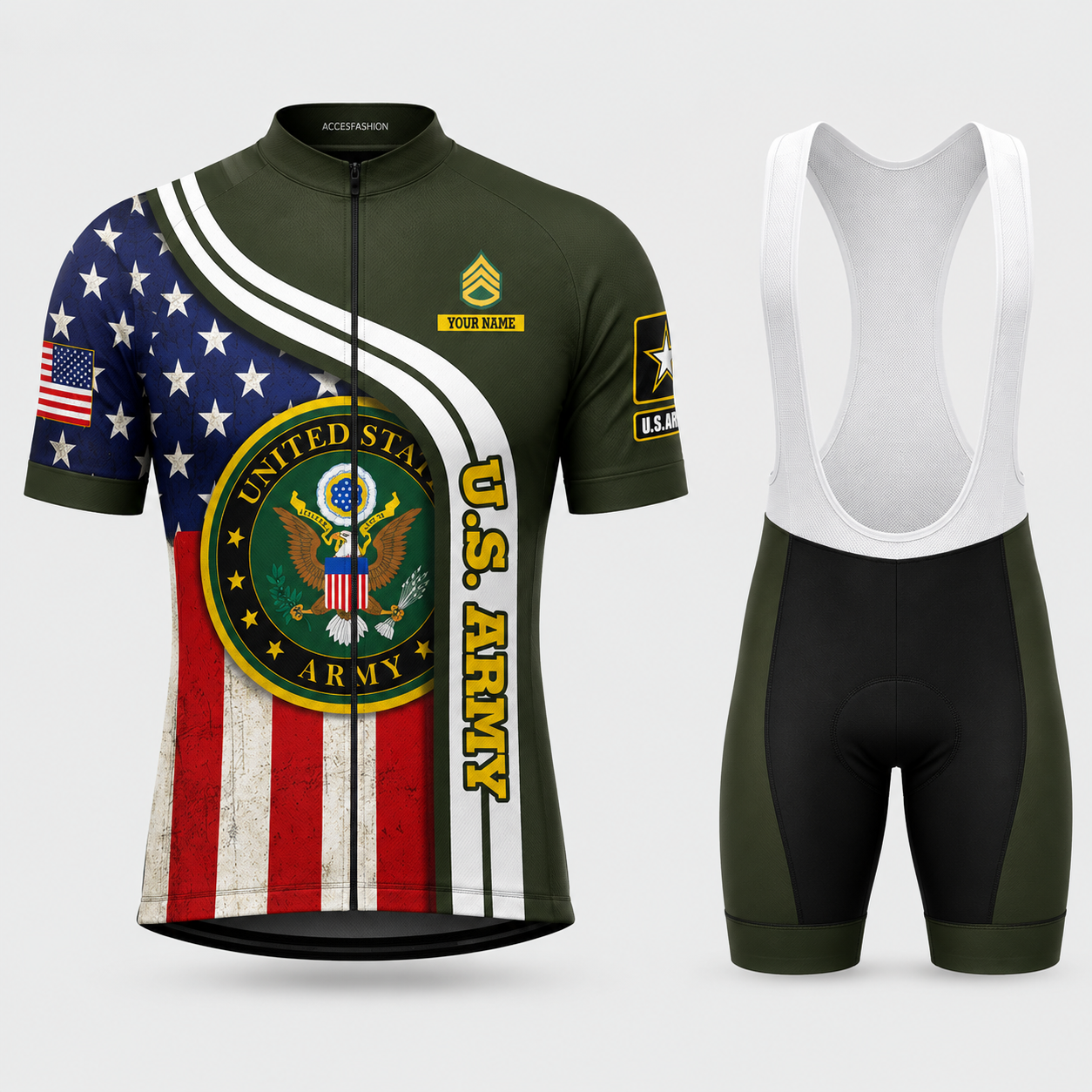 Men’s Personalized Military US Army Inspired Cycling Jersey Kit