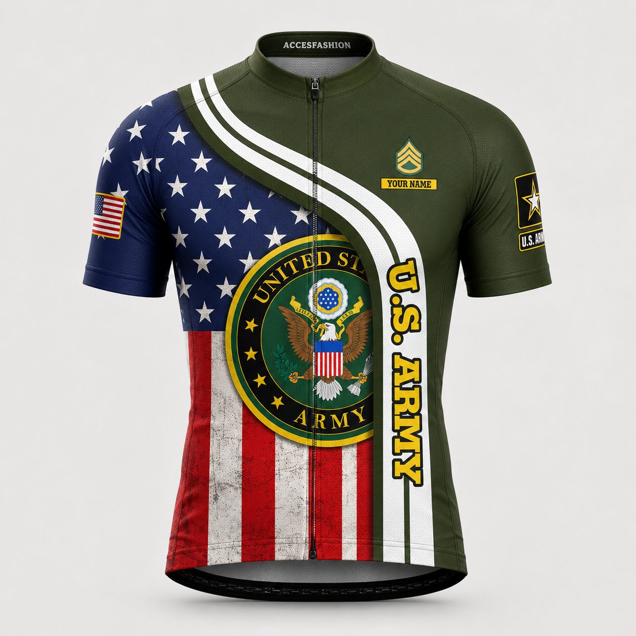 Men’s Personalized Military US Army Inspired Cycling Jersey Kit