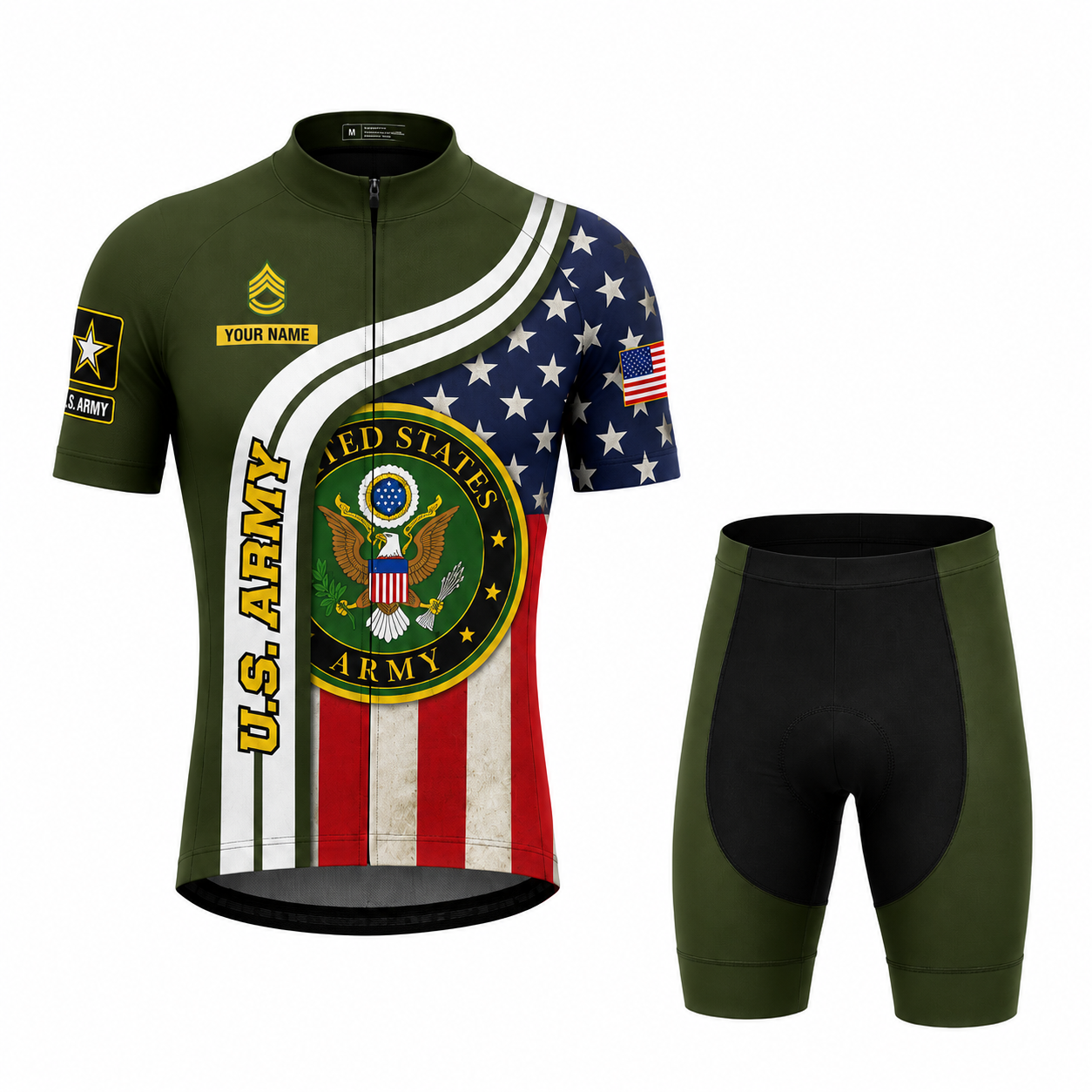 Men’s Personalized Military US Army Inspired Cycling Jersey Kit