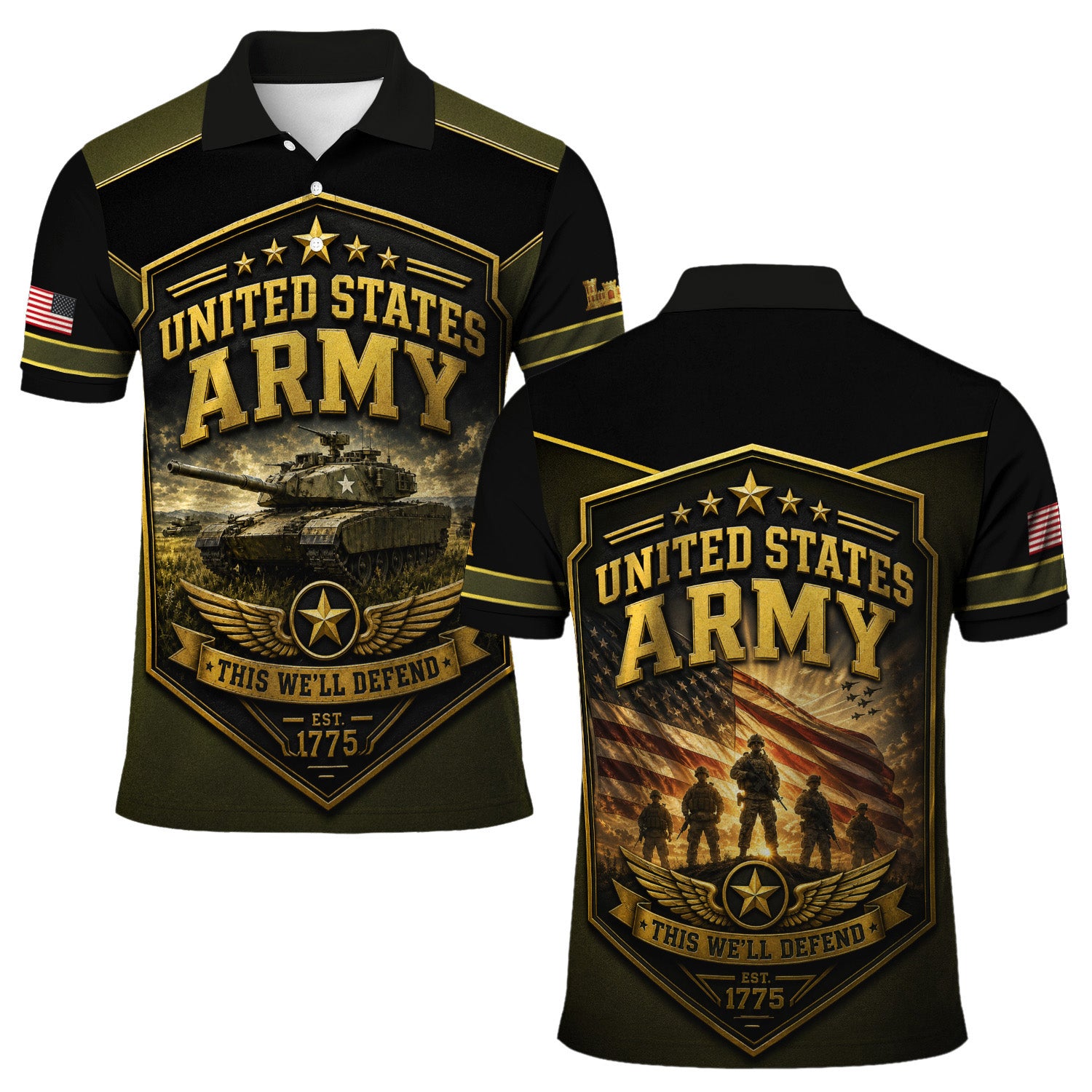 Personalized US Army Soldier 3D All-Over Print Polo Shirt
