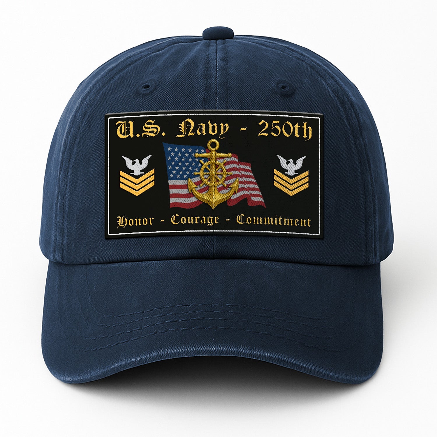 Custom Ranks US Navy Premium Washed Denim Cap DC018