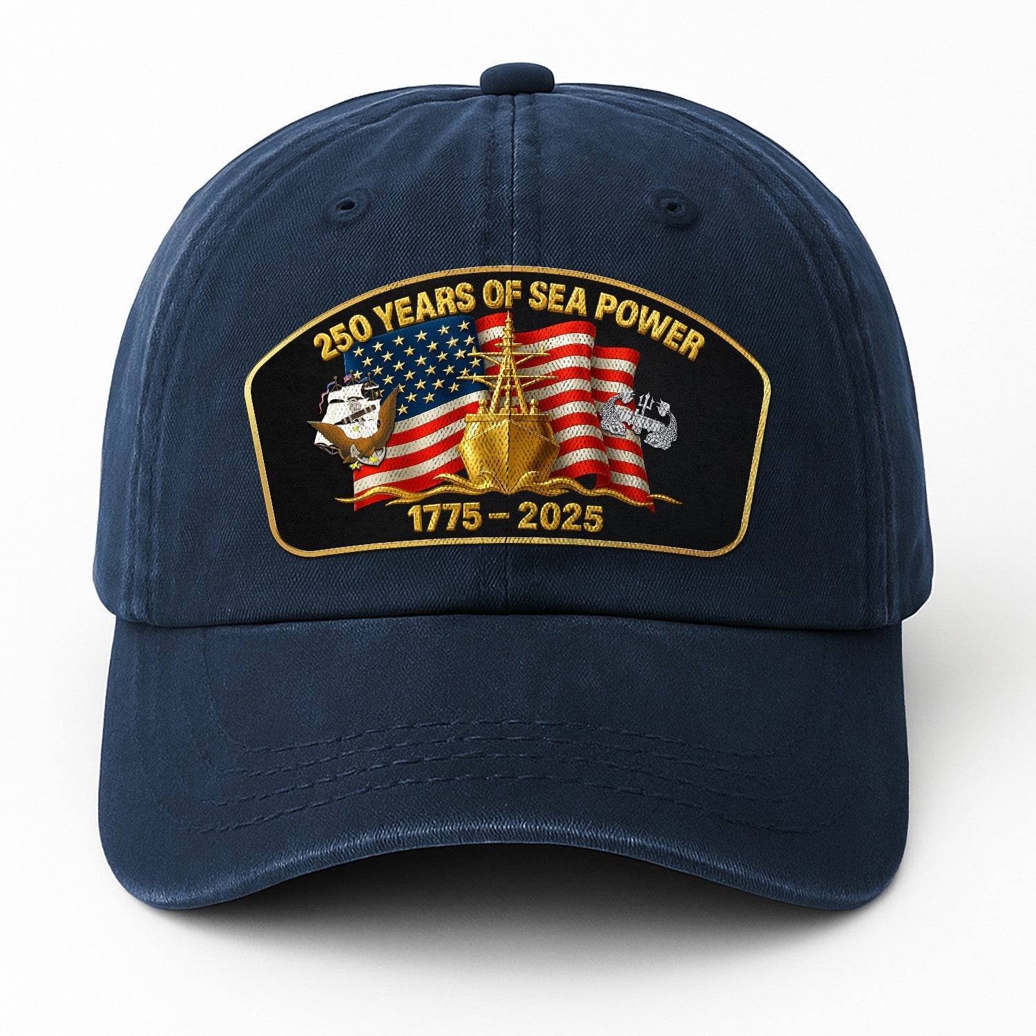 Custom Ranks US Navy Premium Washed Denim Cap DC023