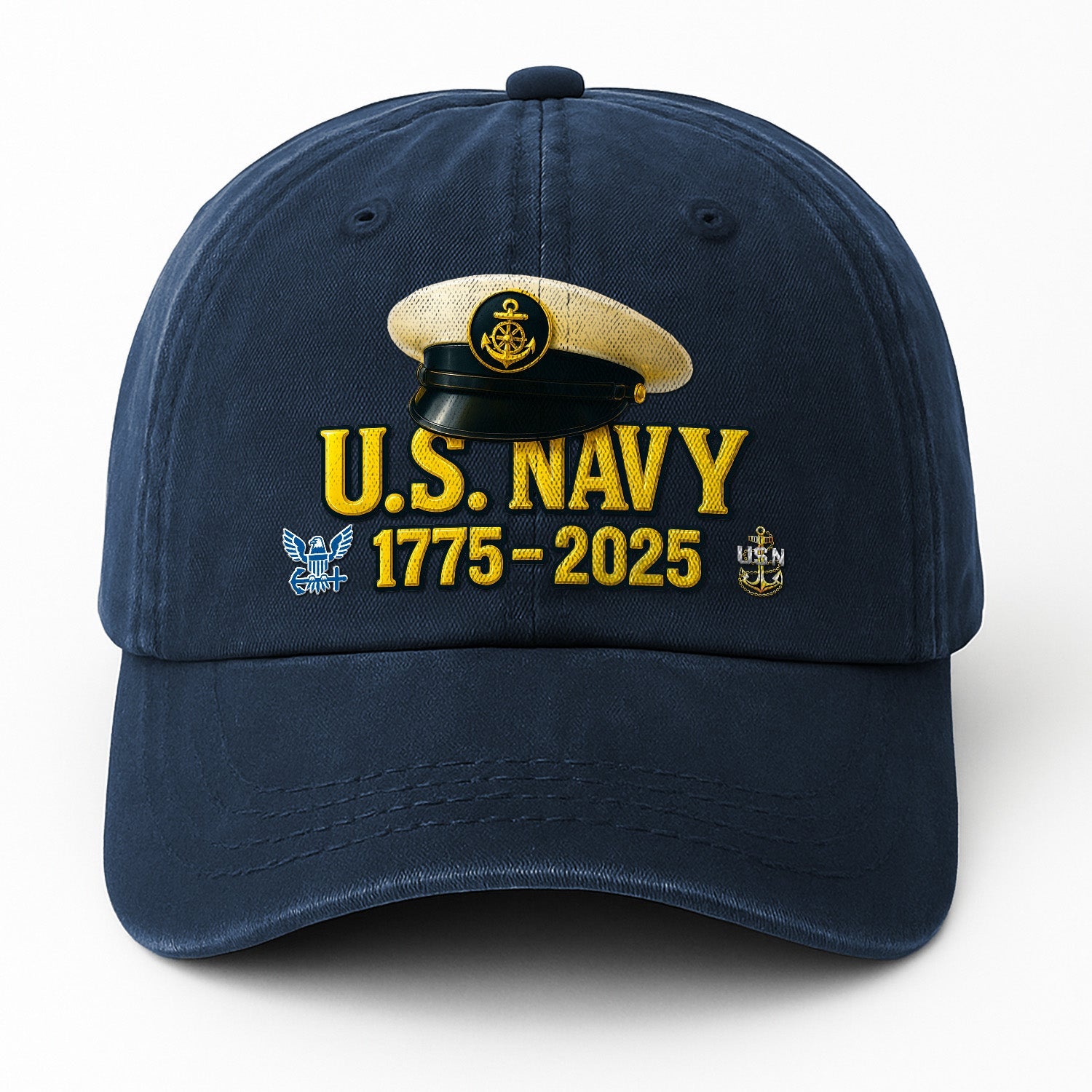 Custom Ranks US Navy Premium Washed Denim Cap DC019