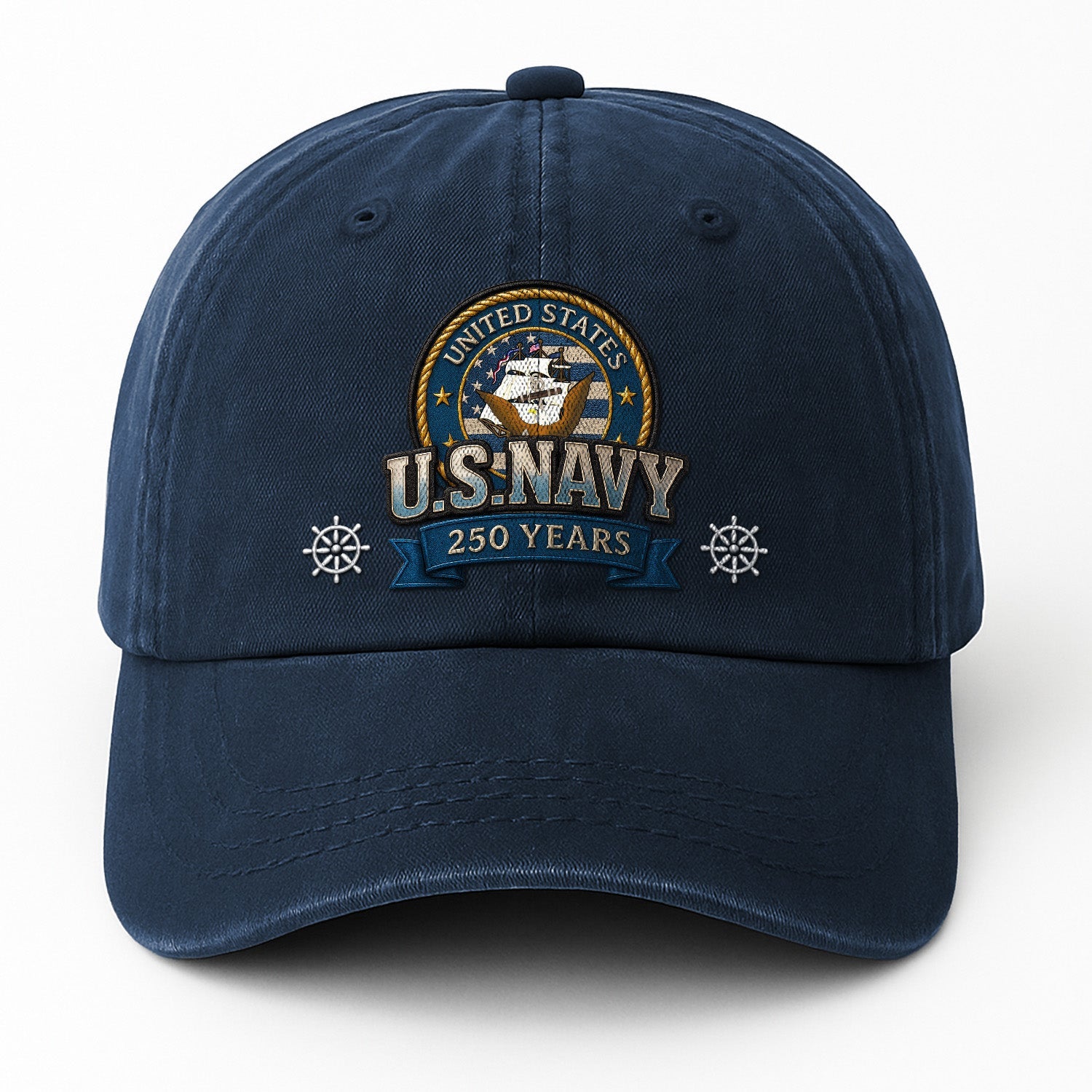 Custom Ranks US Navy Premium Washed Denim Cap DC020
