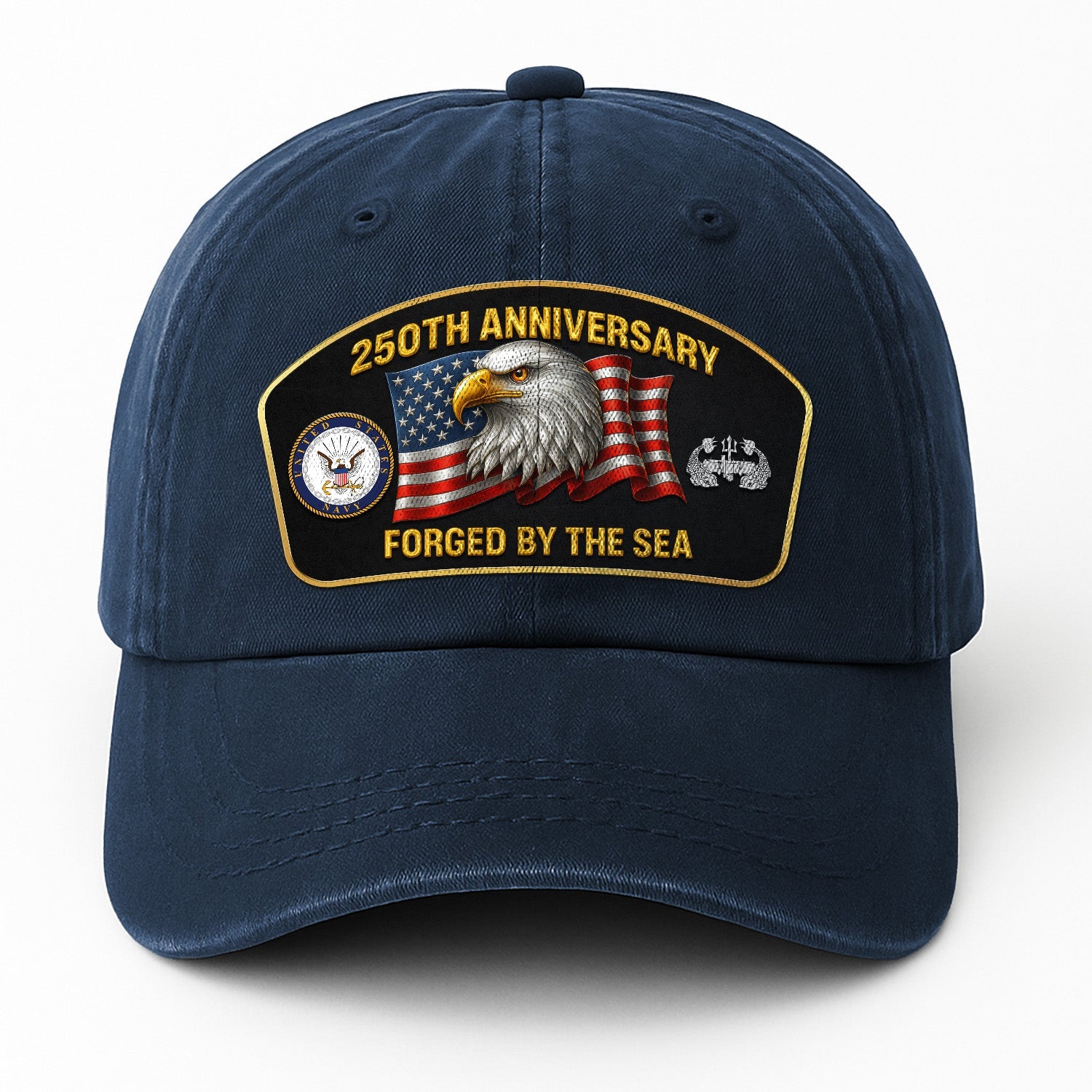 Custom Ranks US Navy Premium Washed Denim Cap DC021