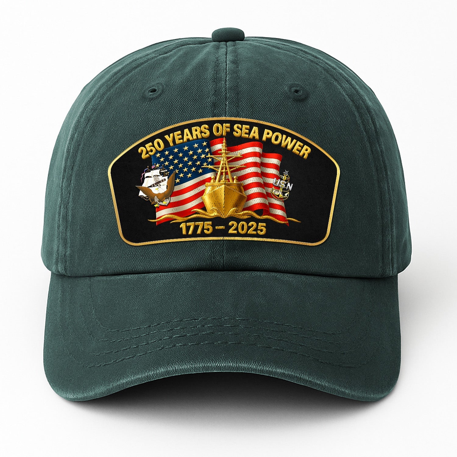 Custom Ranks US Navy Premium Washed Denim Cap DC023