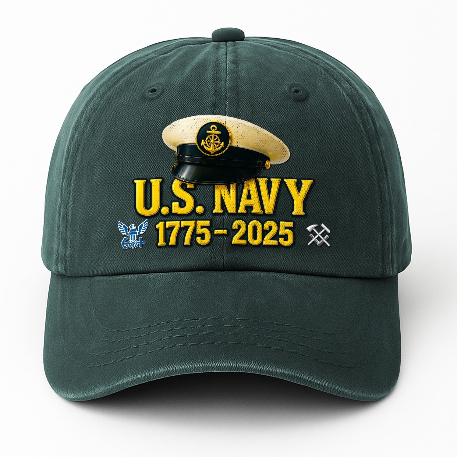 Custom Ranks US Navy Premium Washed Denim Cap DC019