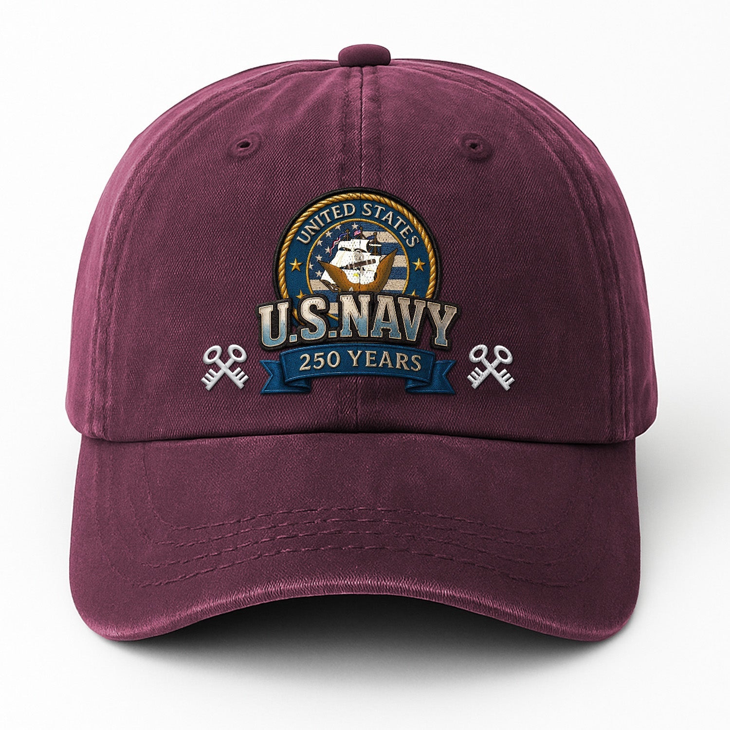 Custom Ranks US Navy Premium Washed Denim Cap DC020