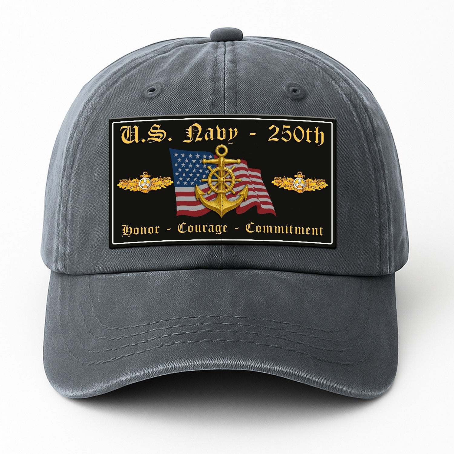 Custom Ranks US Navy Premium Washed Denim Cap DC018