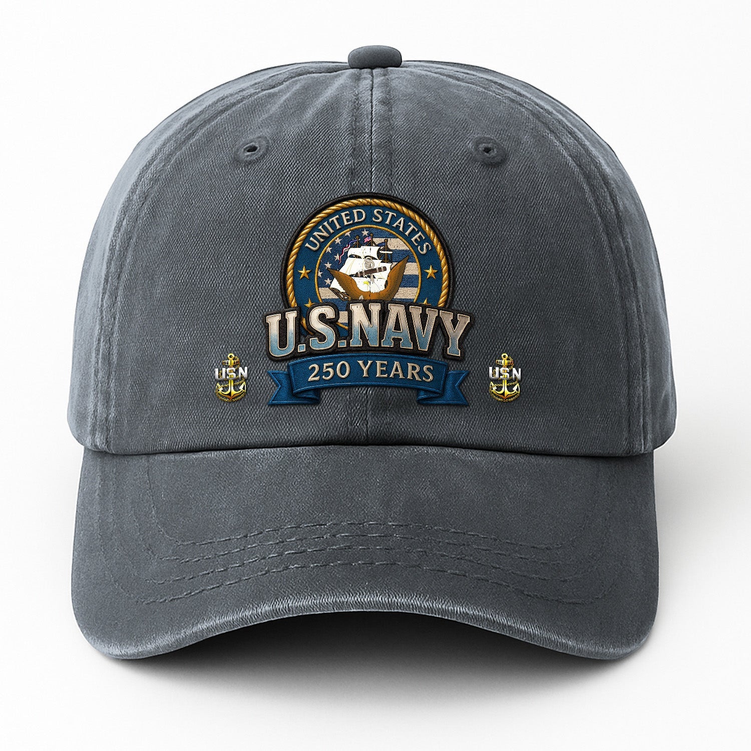 Custom Ranks US Navy Premium Washed Denim Cap DC020