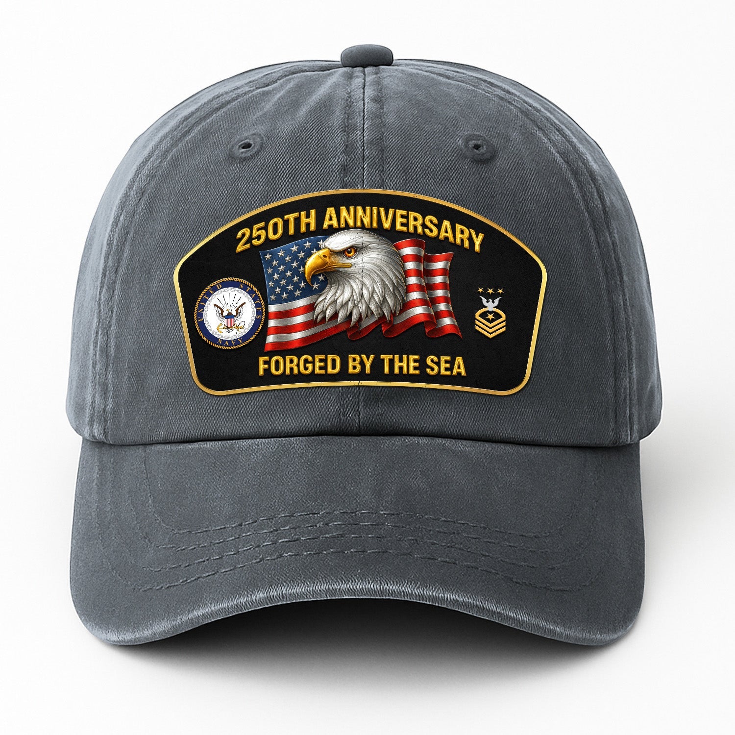 Custom Ranks US Navy Premium Washed Denim Cap DC021