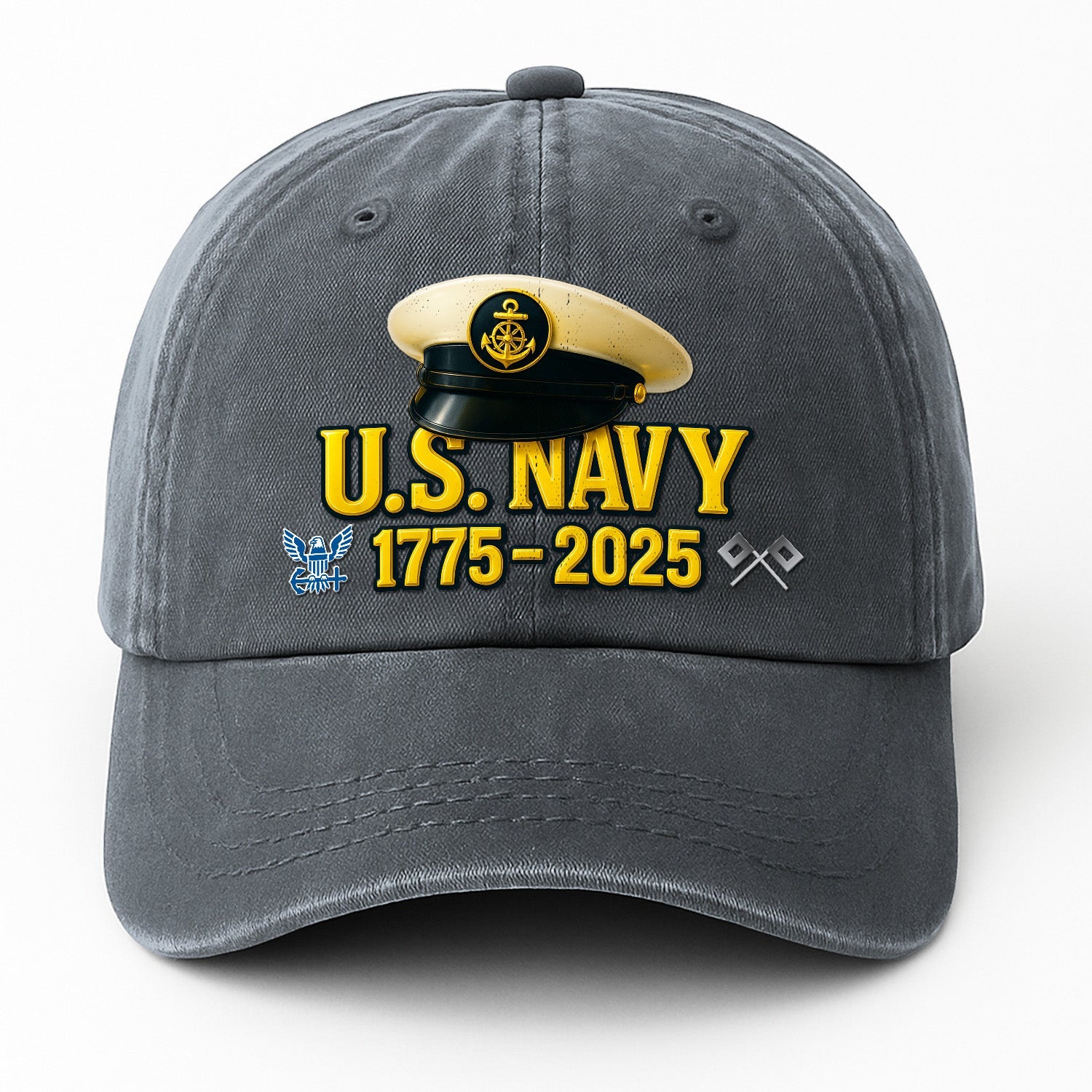 Custom Ranks US Navy Premium Washed Denim Cap DC019