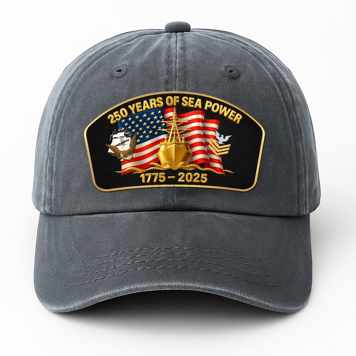 Custom Ranks US Navy Premium Washed Denim Cap DC023