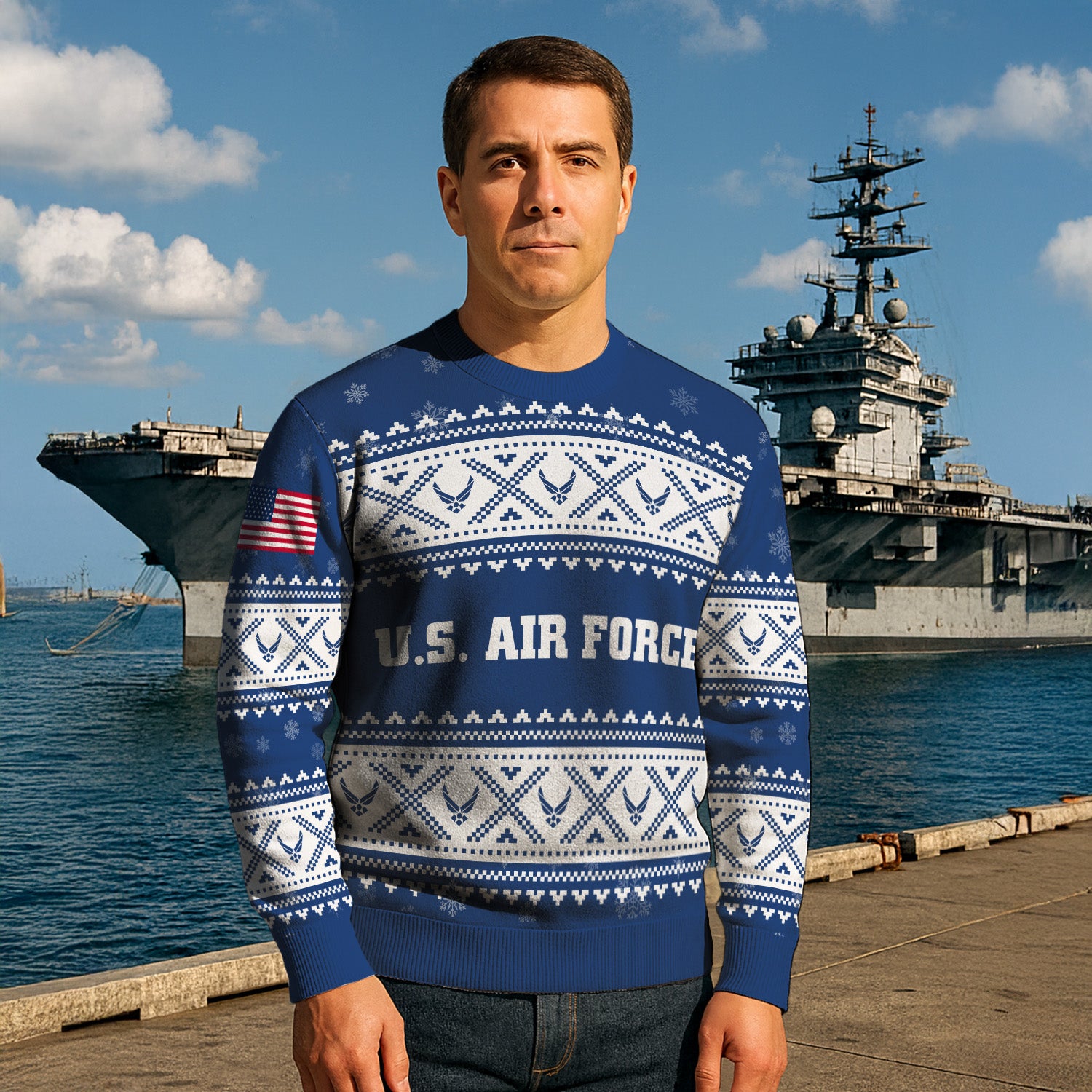Custom Ranks US Air Force Ugly Christmas Sweater for Women Men KRUST05