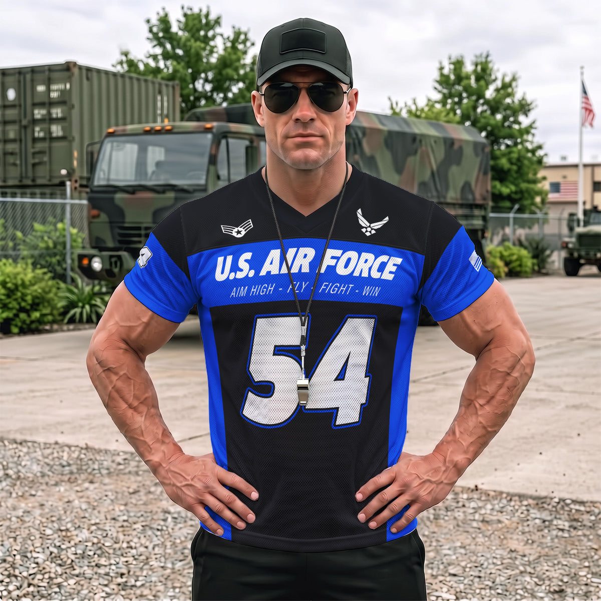 Custom Air Force Veteran Sports Jersey Personalized Rank Number and Text