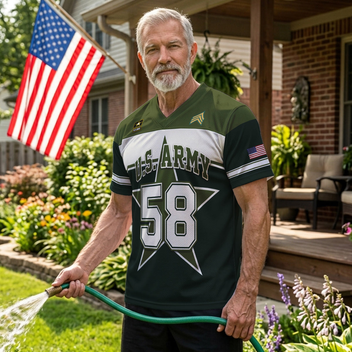 Custom Army Veteran Sports Jersey Personalized Rank and Custom Wording
