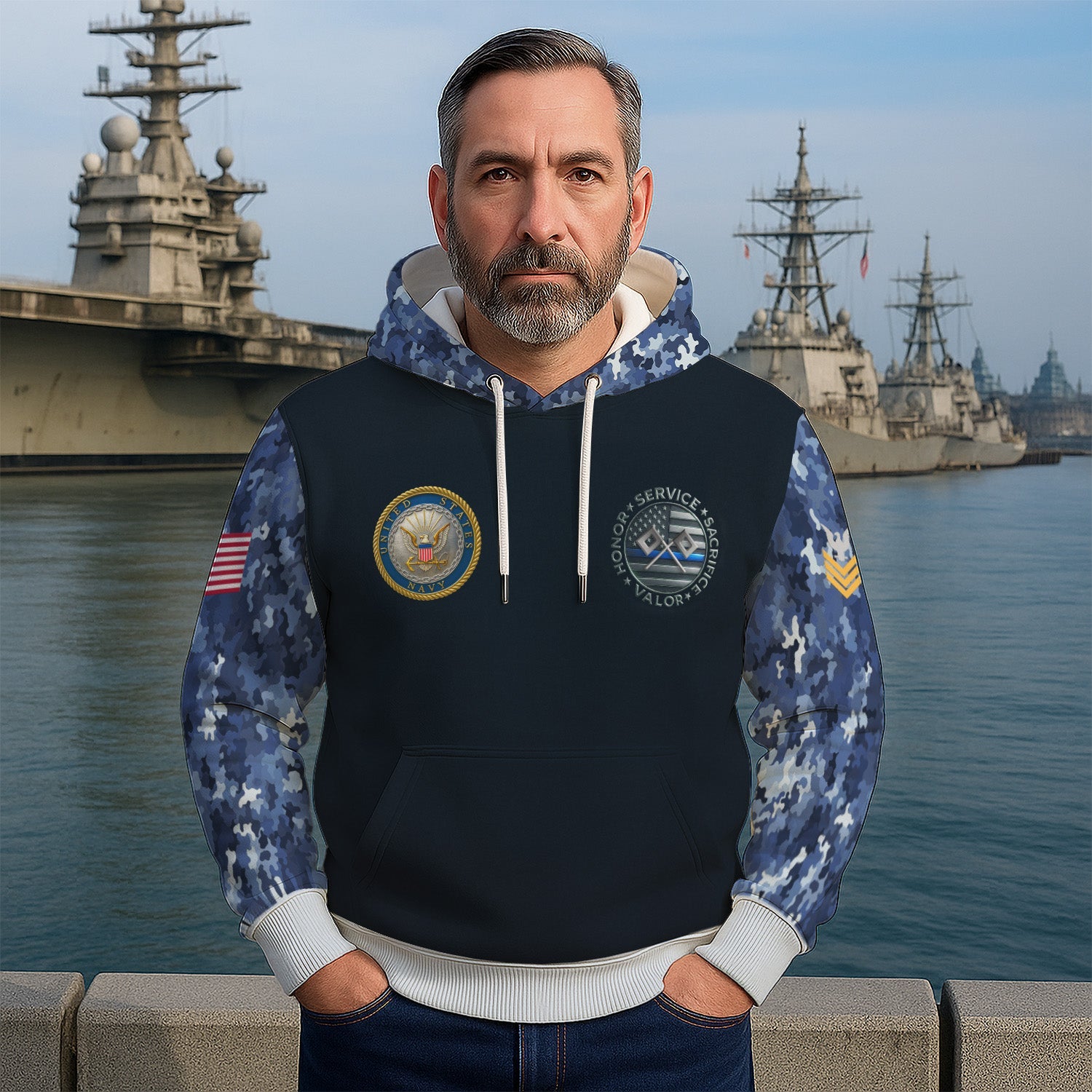 Personalized US Navy 3D All Over Print Hoodie KRH3D01