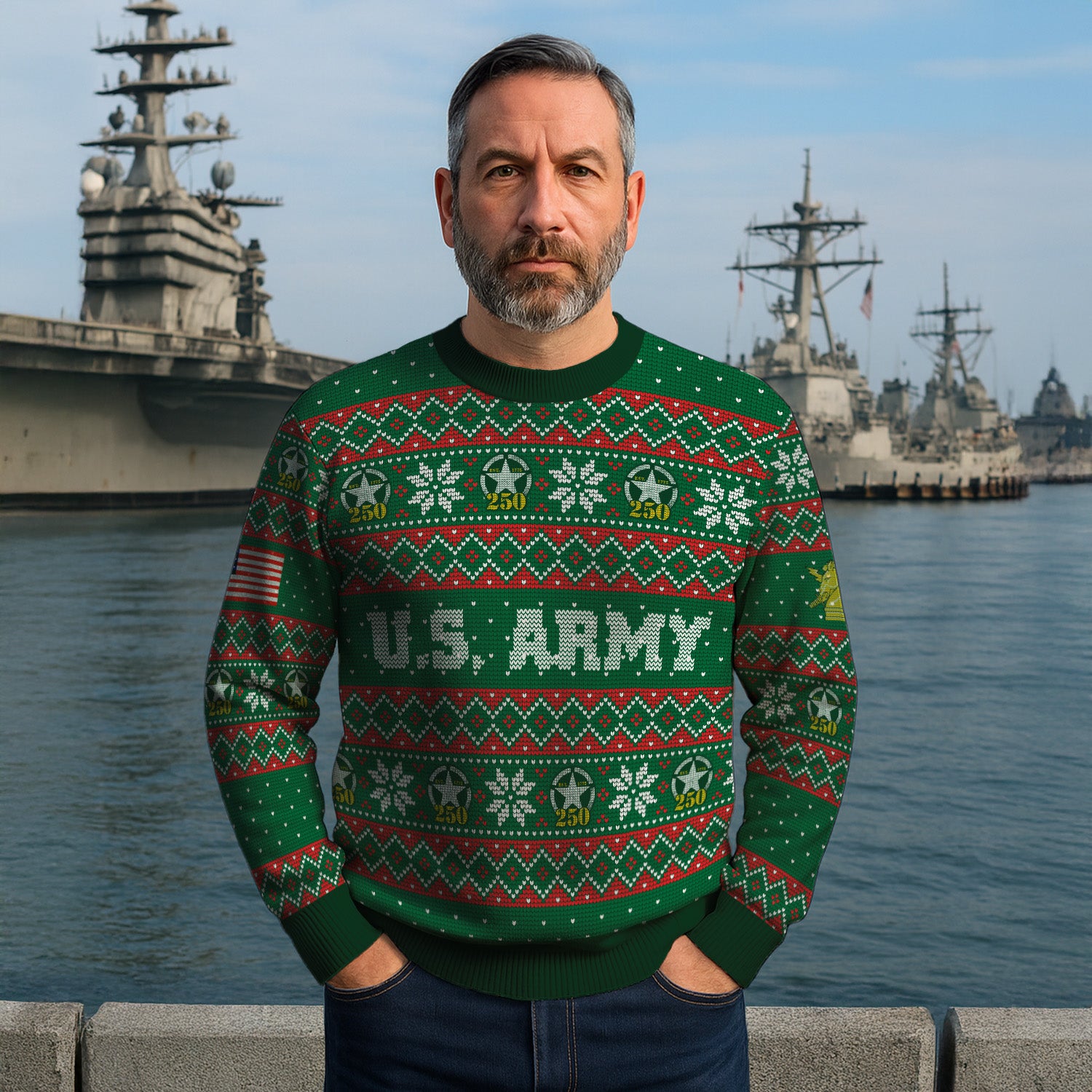 Custom Ranks US Army Ugly Christmas Sweater for Women Men KRUST09