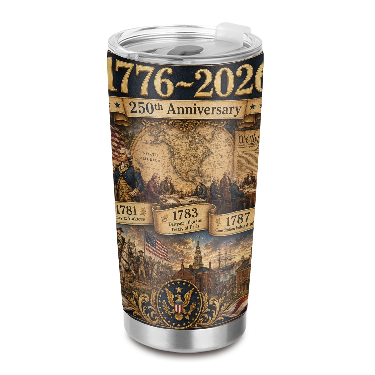 America 250 Eagle Flag Tumbler 20oz Patriotic Gift