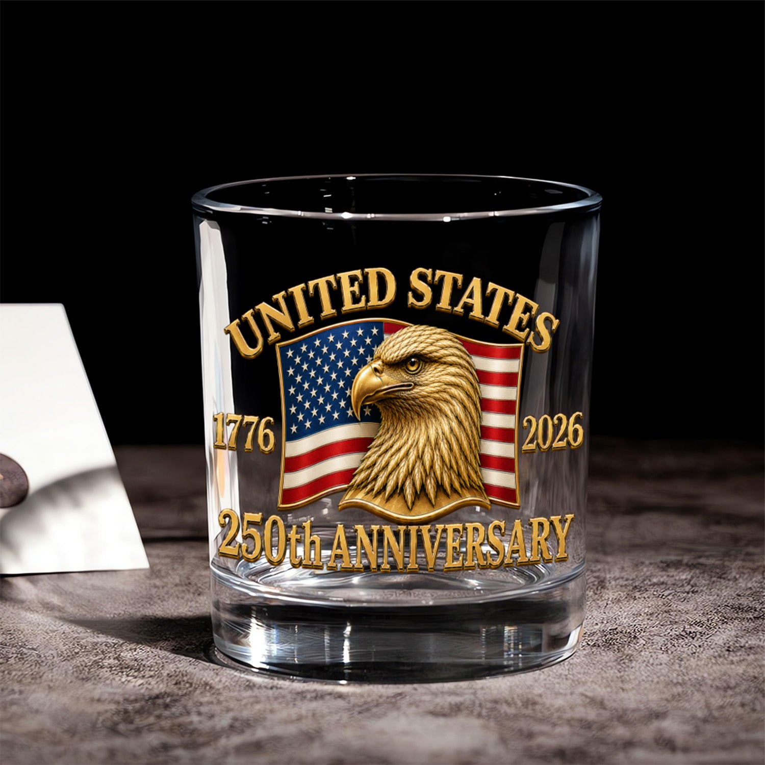 USA 250th Birthday Whiskey Glass Patriotic Barware Gift