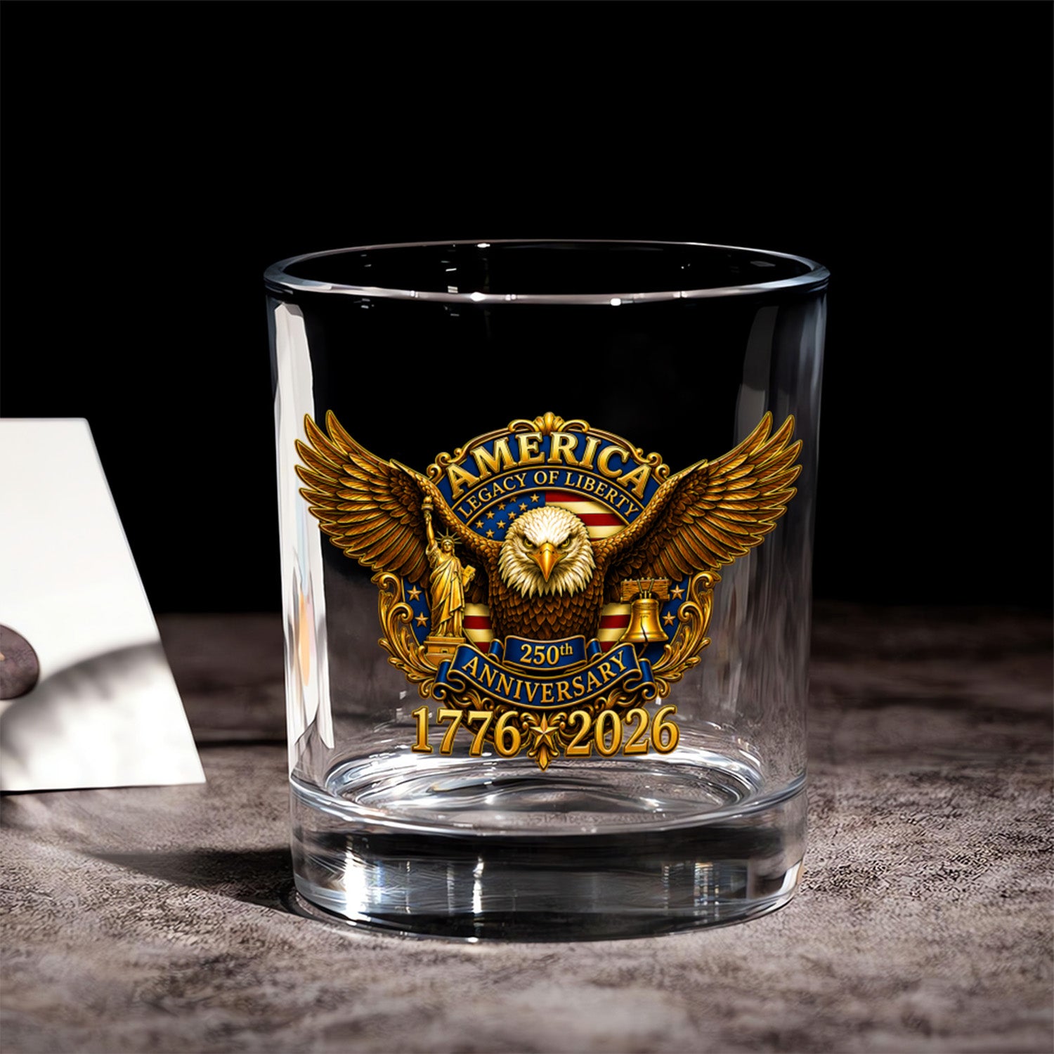 USA 250th Anniversary Whiskey Glass Patriotic