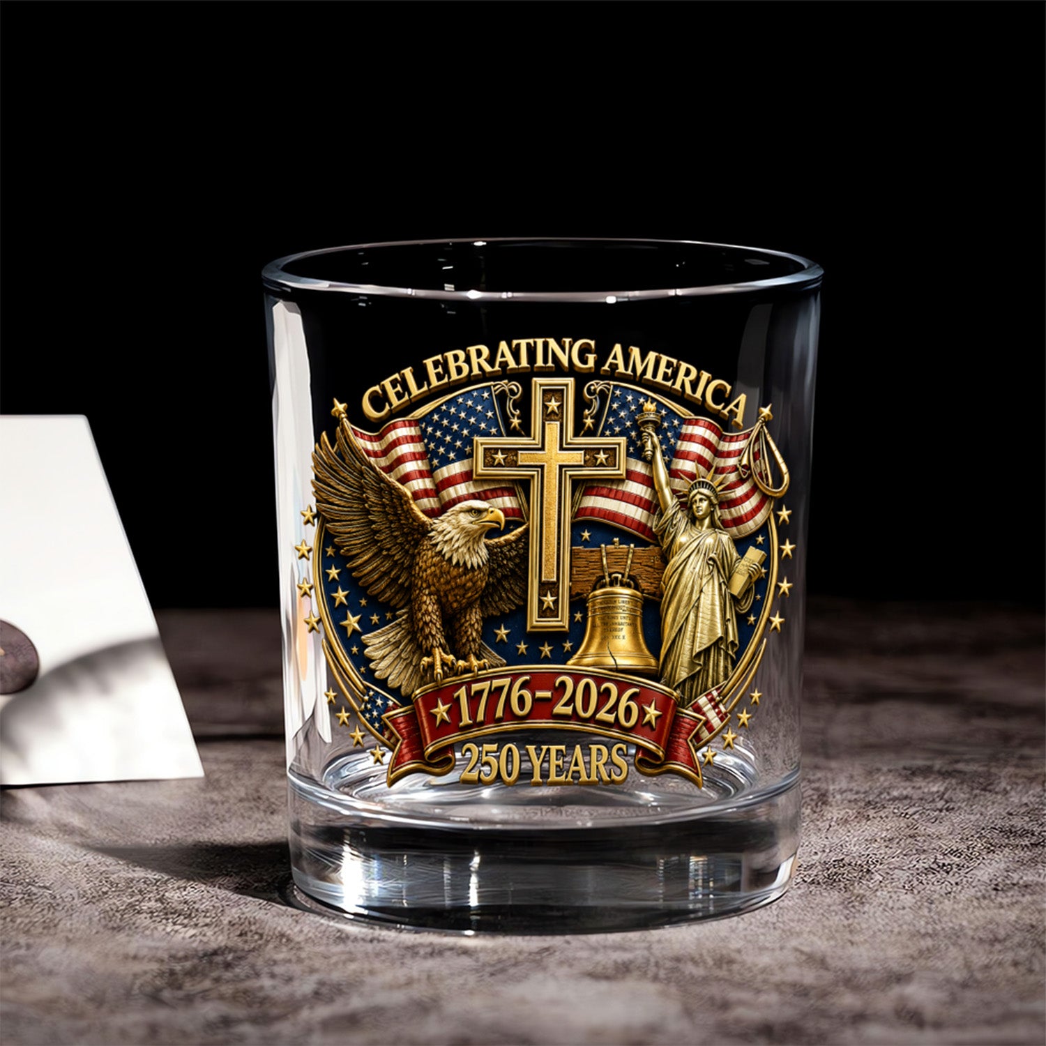 American Liberty Whiskey Glass USA 250 Years Collectible Gift