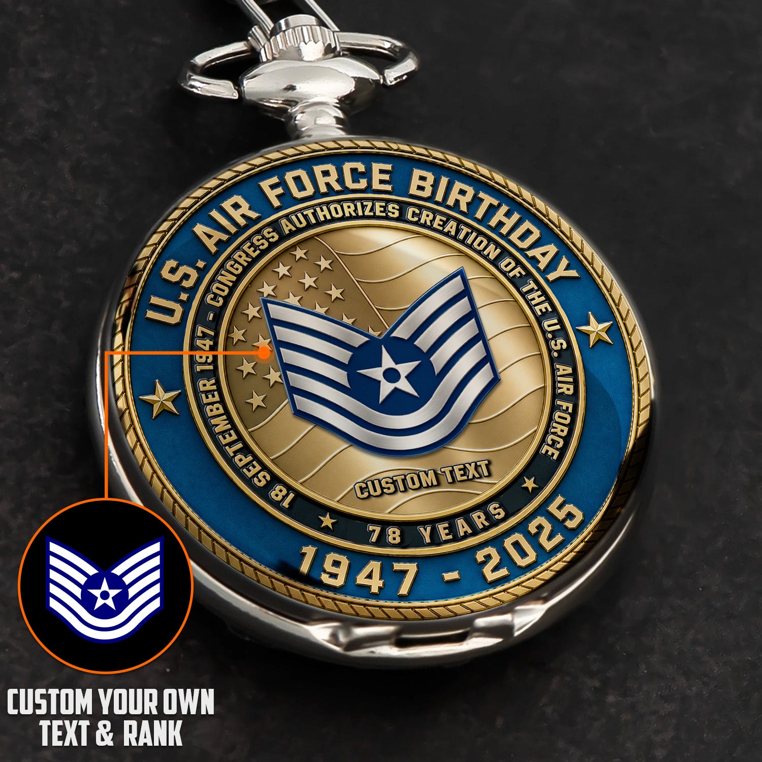 Personalized Air Force Pocket Watch 250th Anniversary Gift