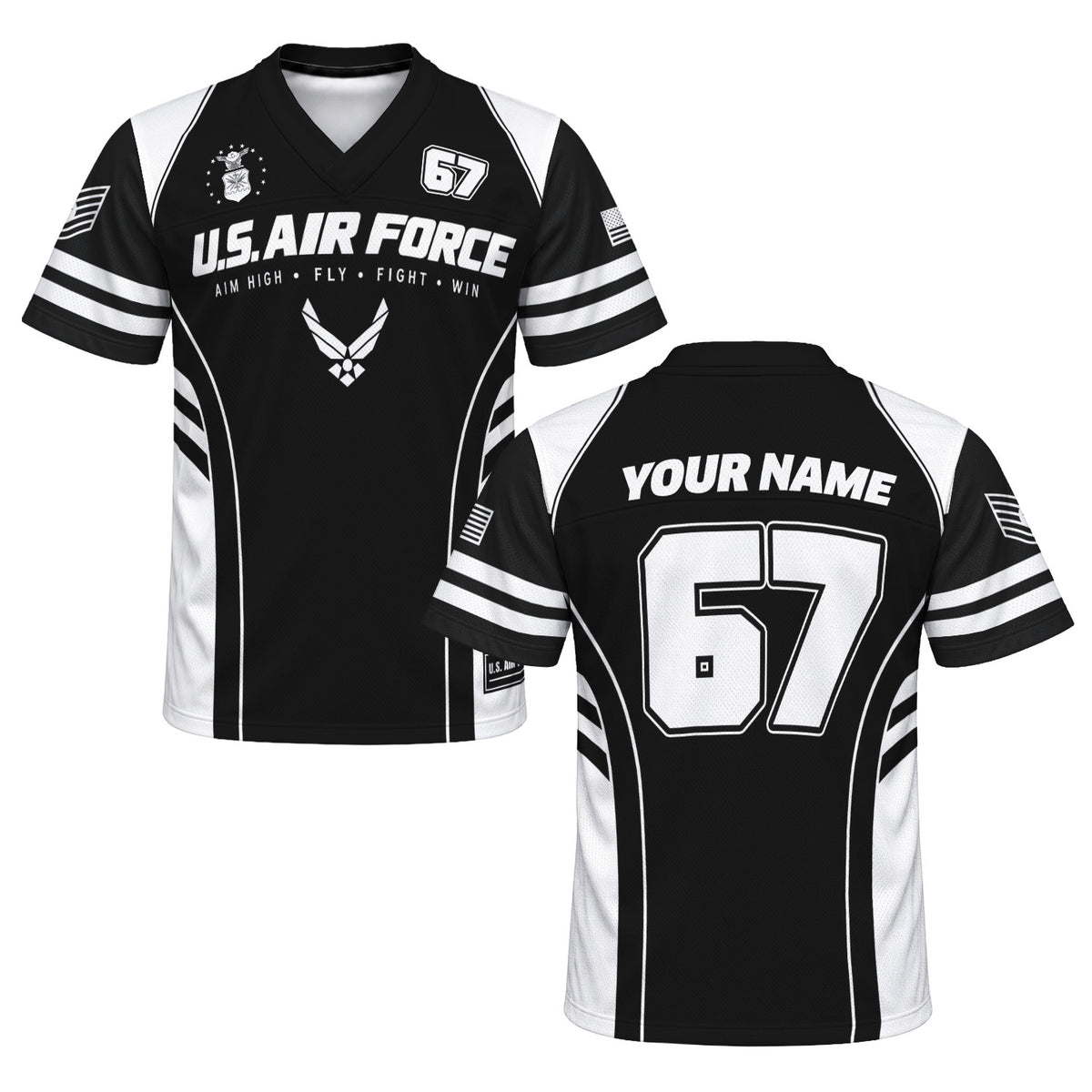 U.S. Air Force Personalized Sports Jersey Custom Rank Text and Number