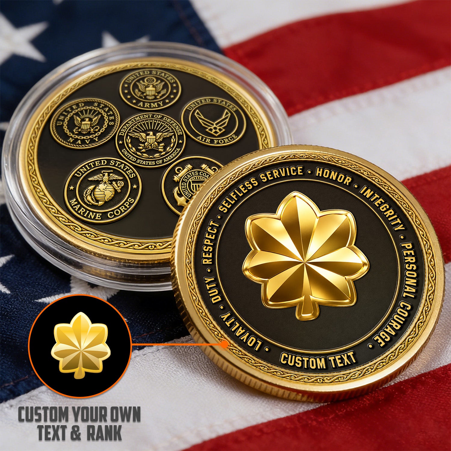 Personalized Army Promotion 3D Challenge Coin With Custom Text