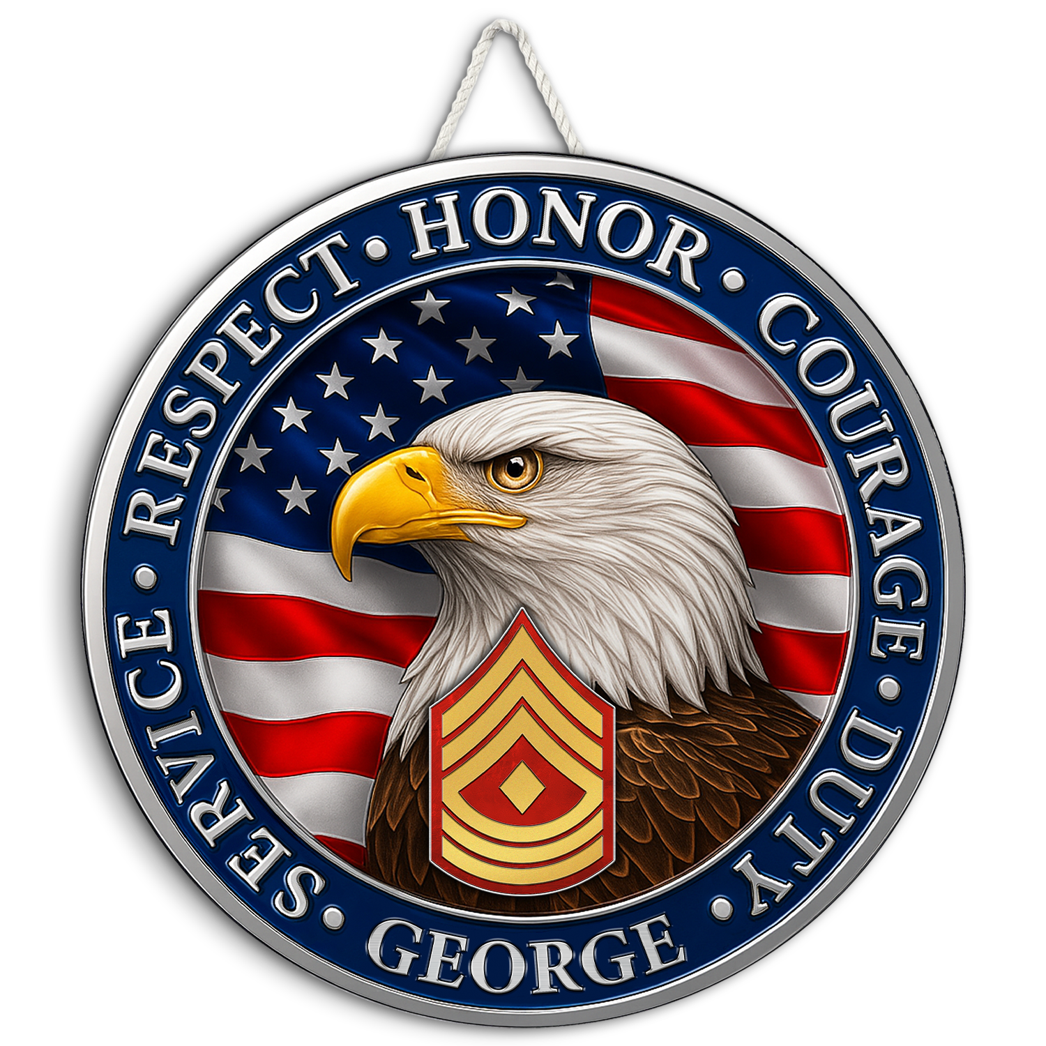 Personalized MARlNE Eagle Wooden Sign