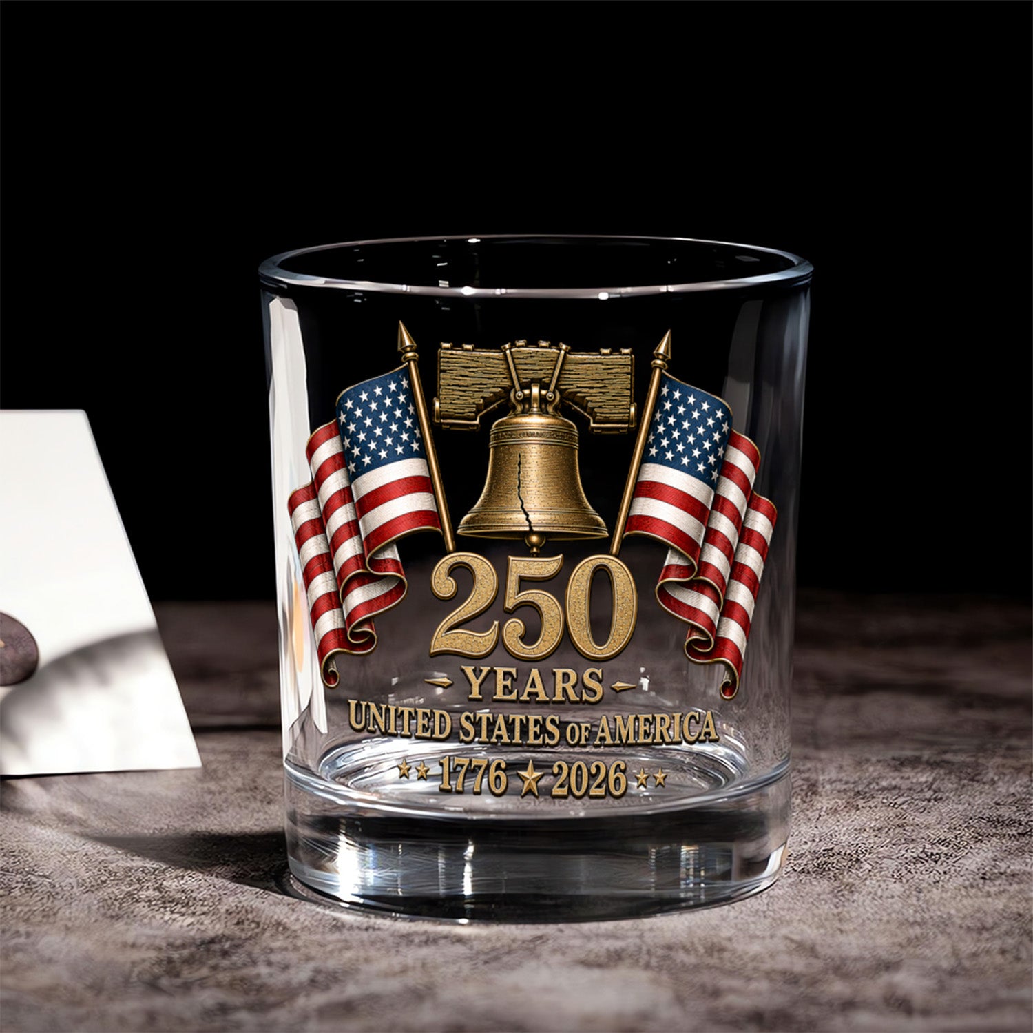 USA Freedom Anniversary Whiskey Glass 1776-2026 Keepsake