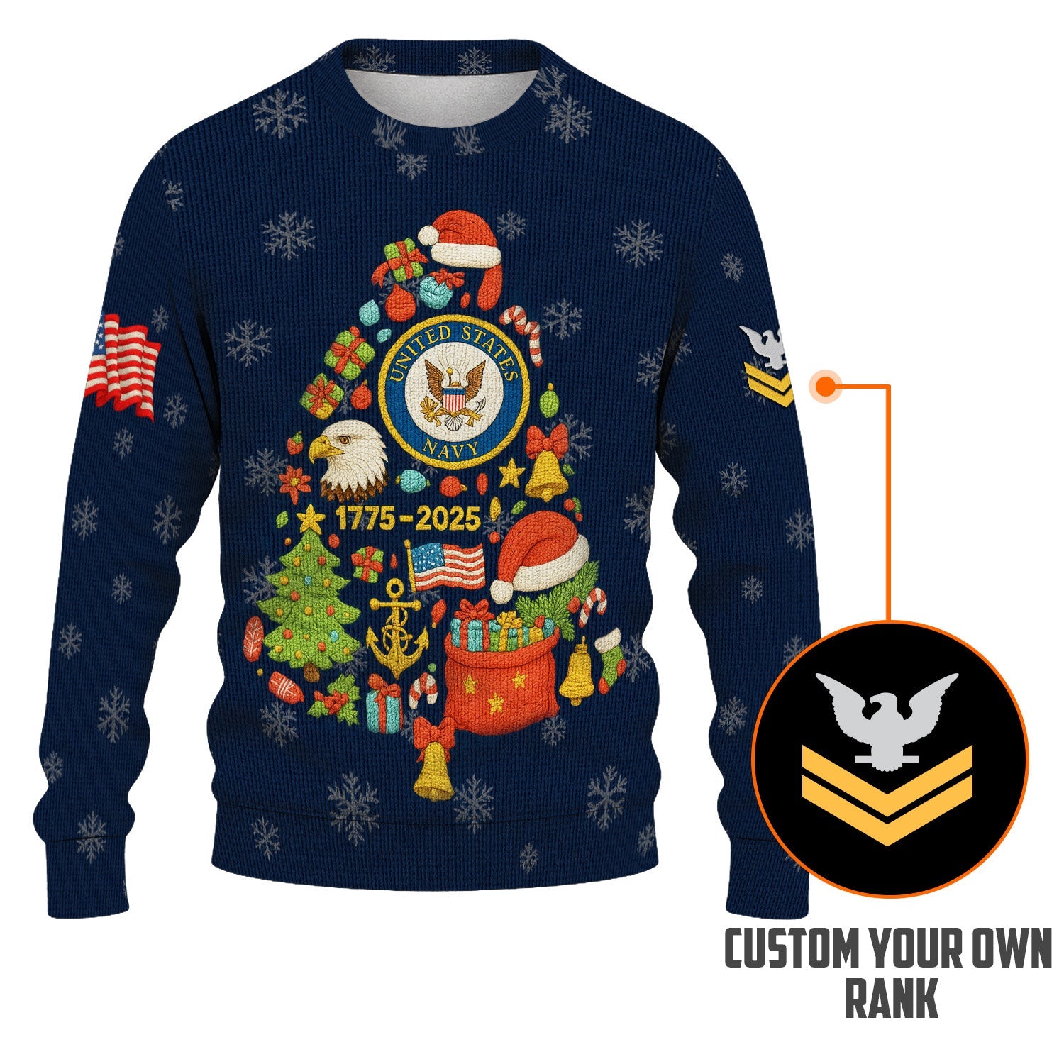 Personalized US Navy Christmas Ugly Sweater KRUST14