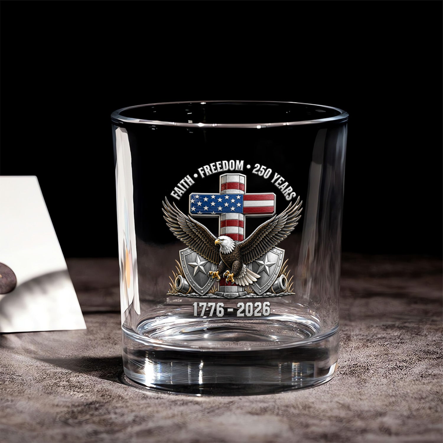 USA 250 Celebration Whiskey Glass Independence Gift