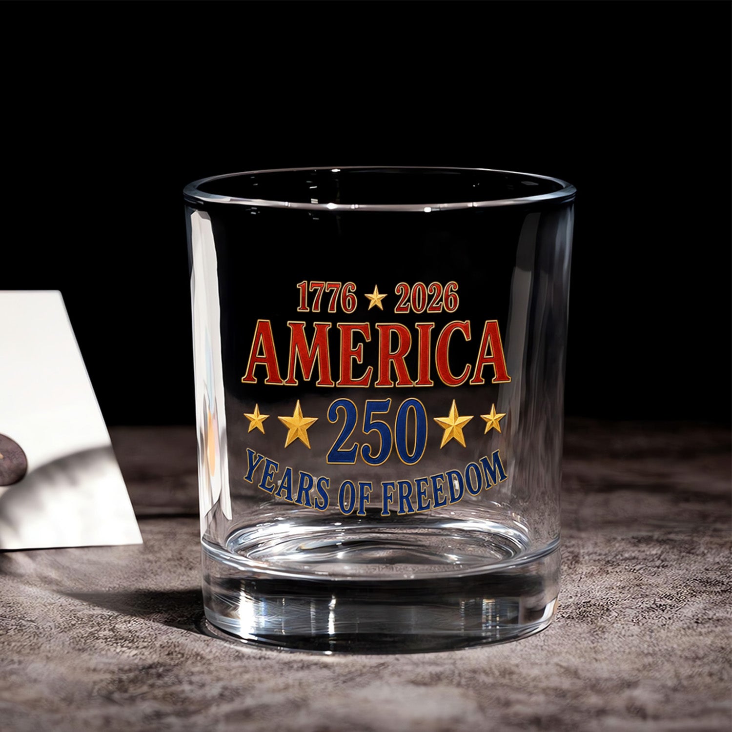 USA 250 Anniversary Rocks Glass Patriotic Keepsake