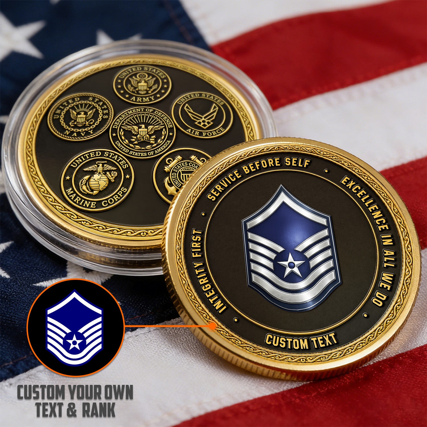 Air Force Airman Custom Rank Name 3D Challenge Coin