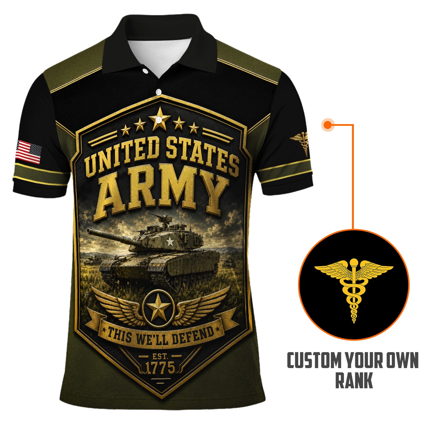 Personalized US Army Soldier 3D All-Over Print Polo Shirt